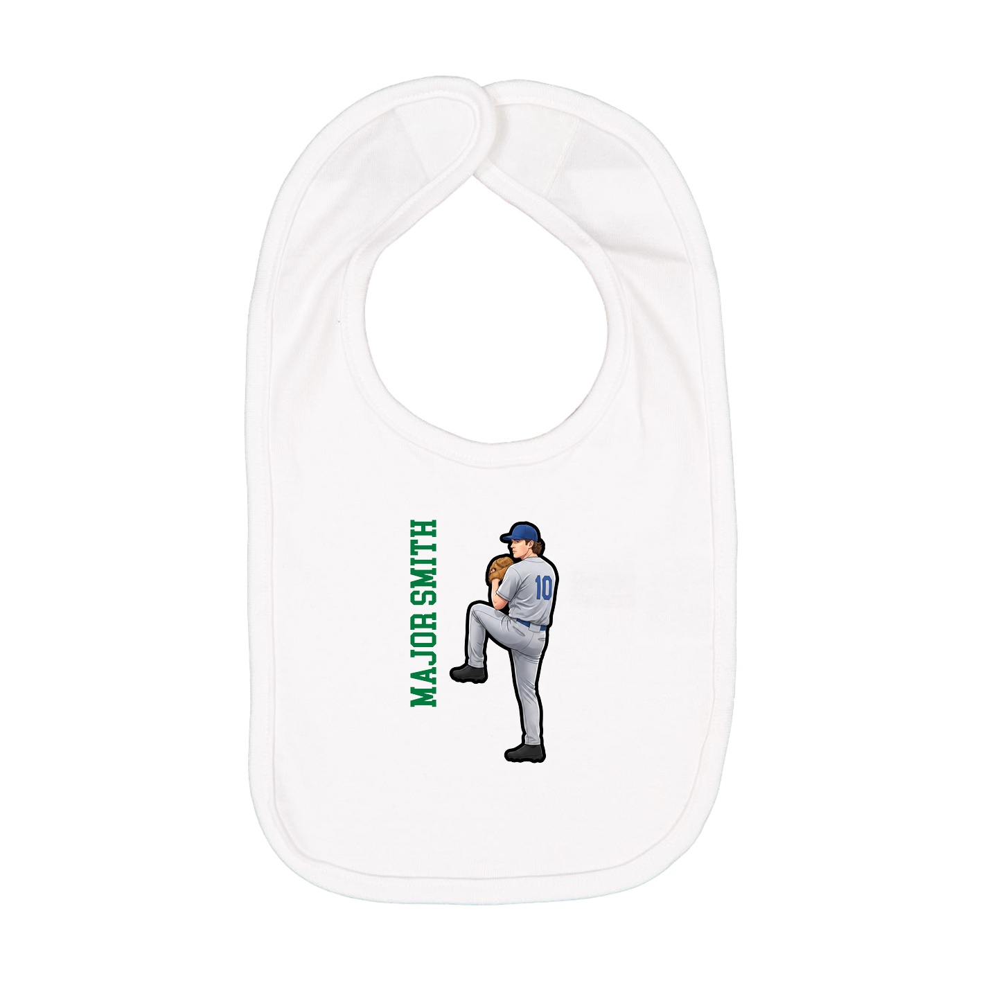 Infant Bib — Name Vertical in White