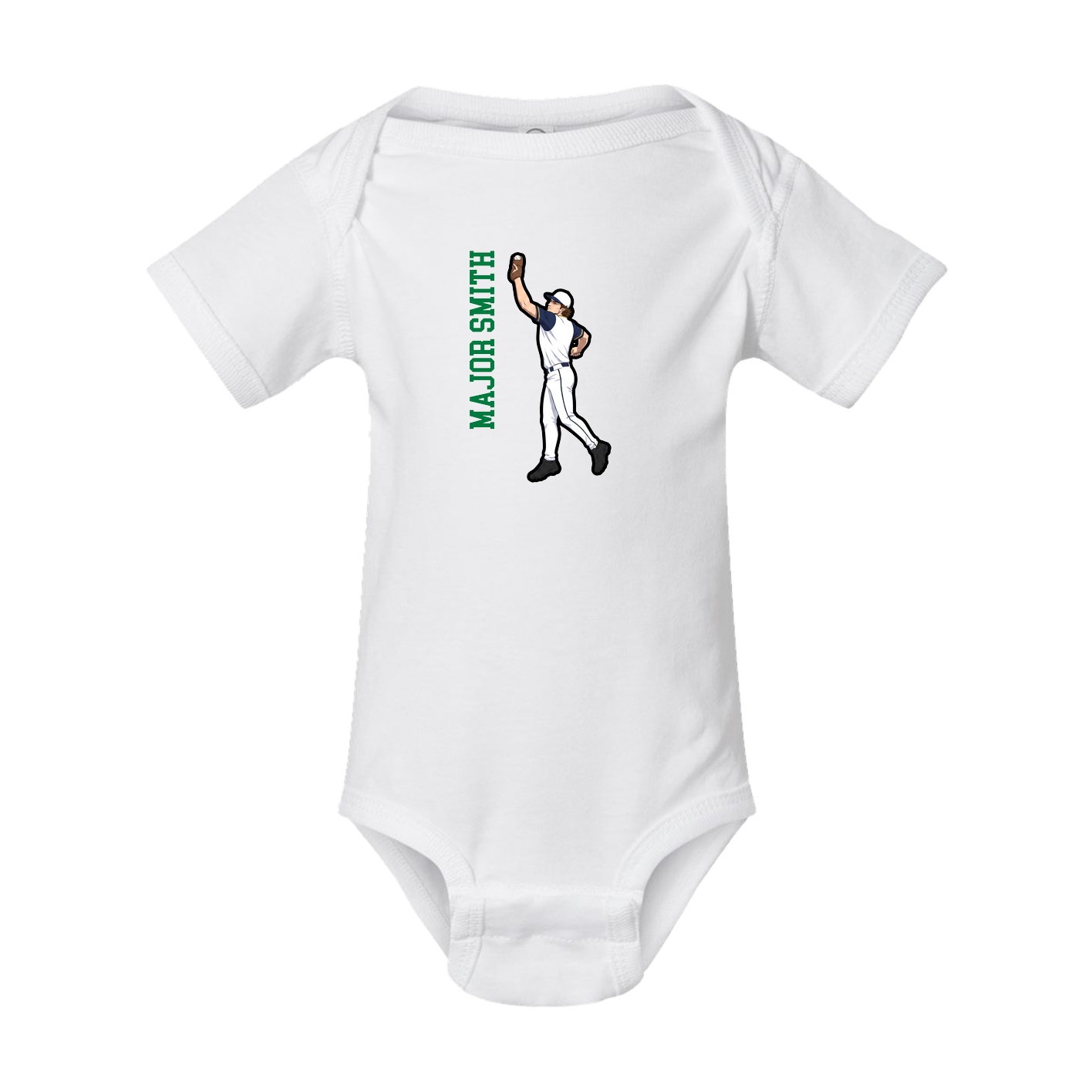 Baby Onesie — Name Vertical in White