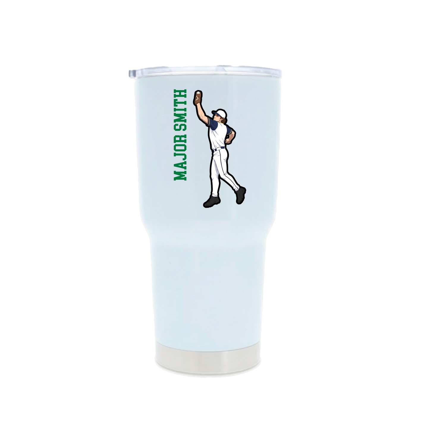 30oz Stainless Steel Tumbler — Name Vertical in White