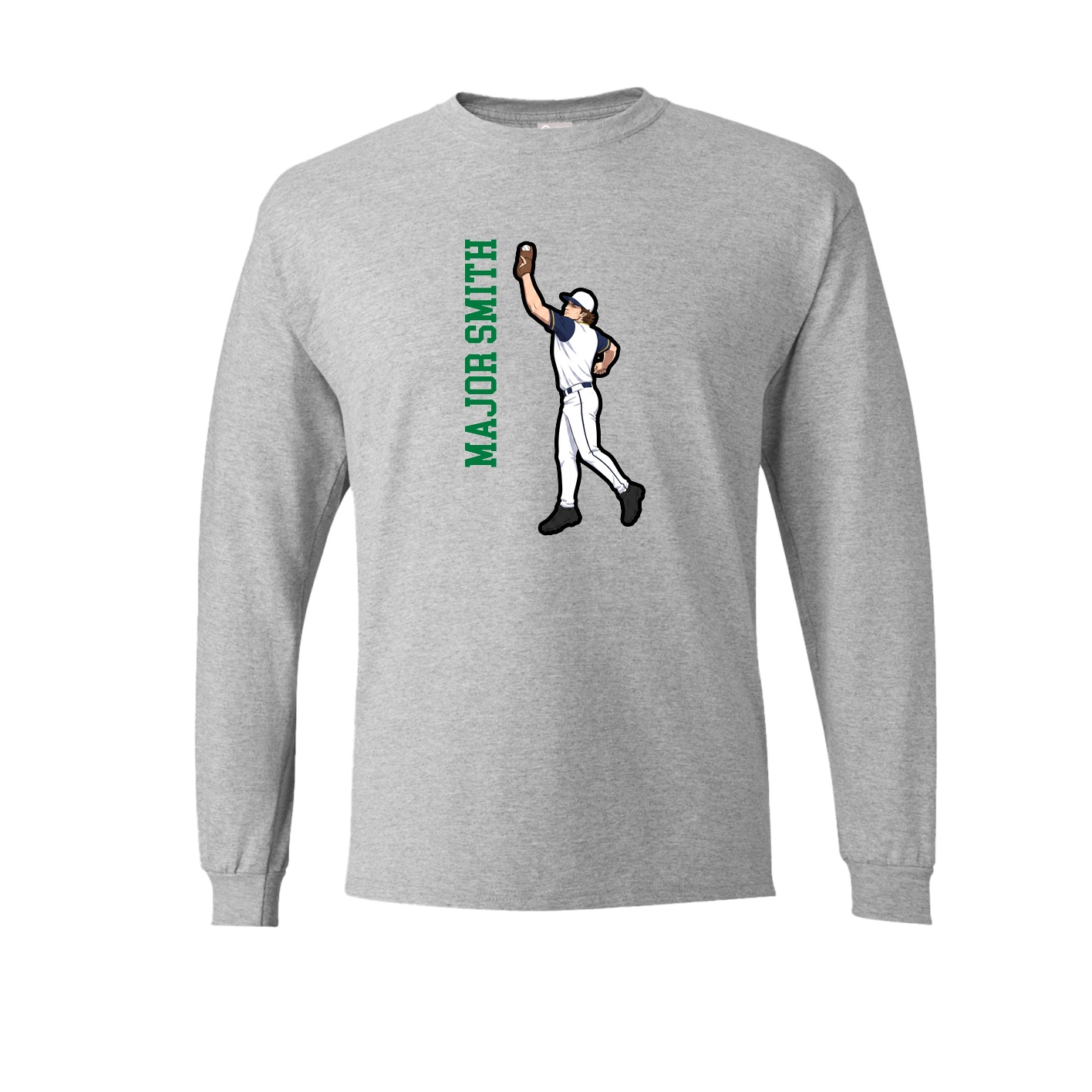 Long Sleeve Tee — Name Vertical in Grey