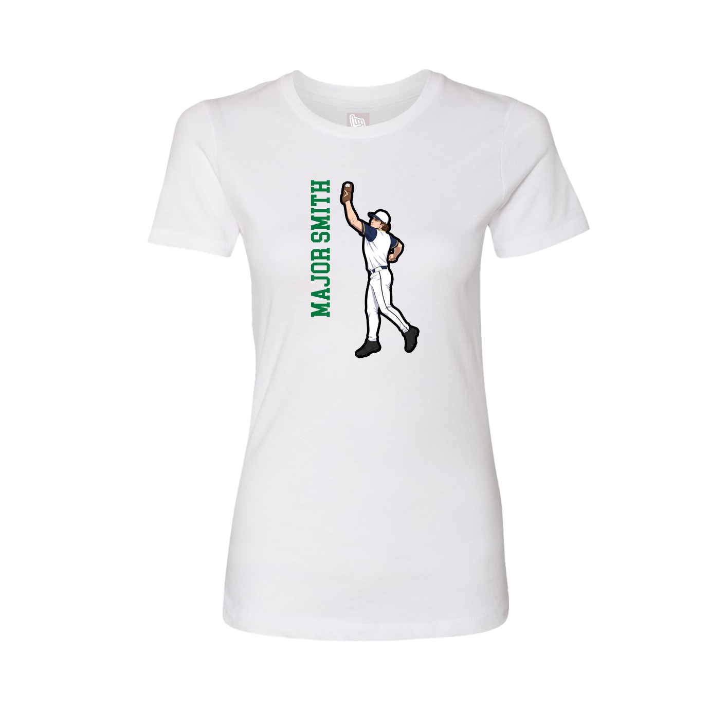 Womens Tee — Name Vertical in White
