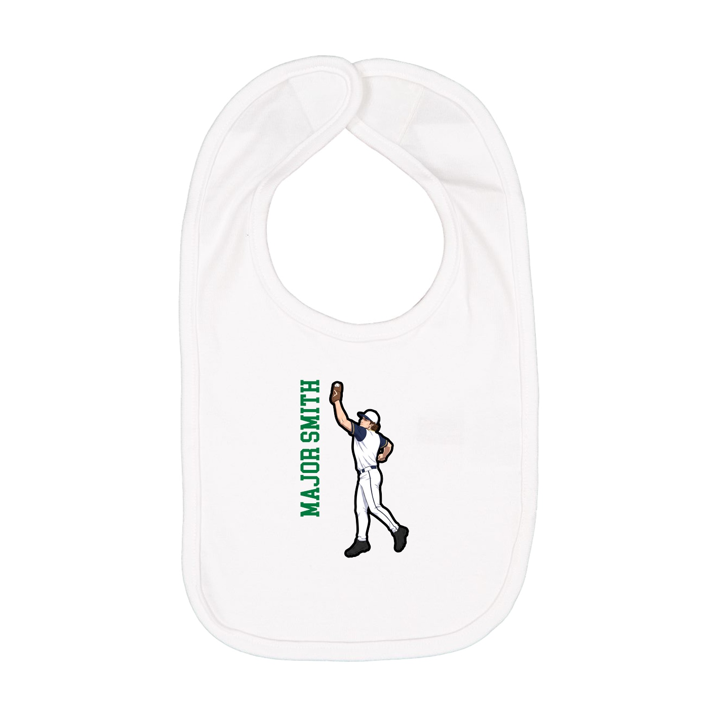 Infant Bib — Name Vertical in White