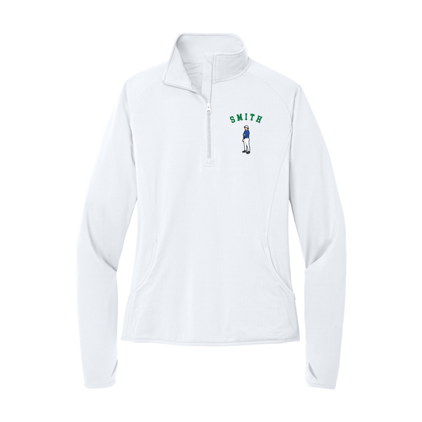 Women's Q-Zip Pullover — Shirsey Arch in White