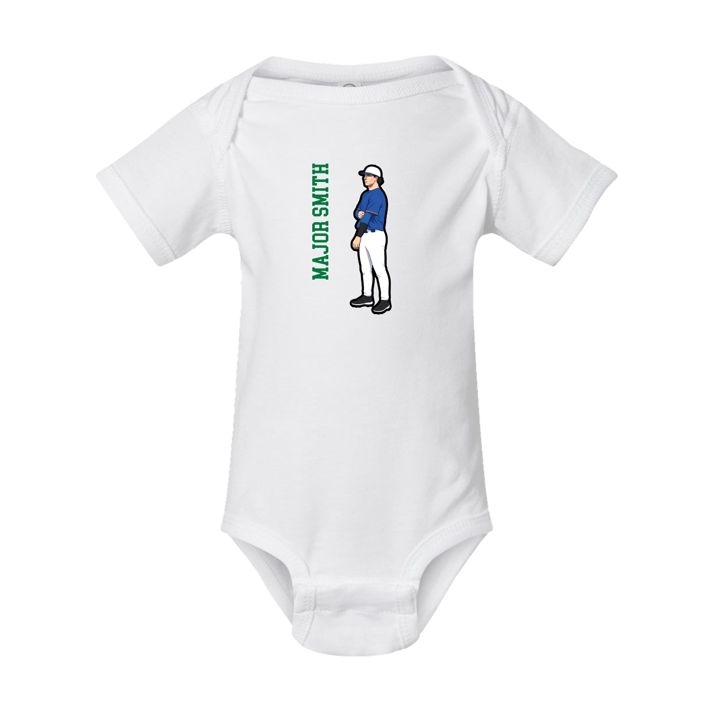 Baby Onesie — Name Vertical in White