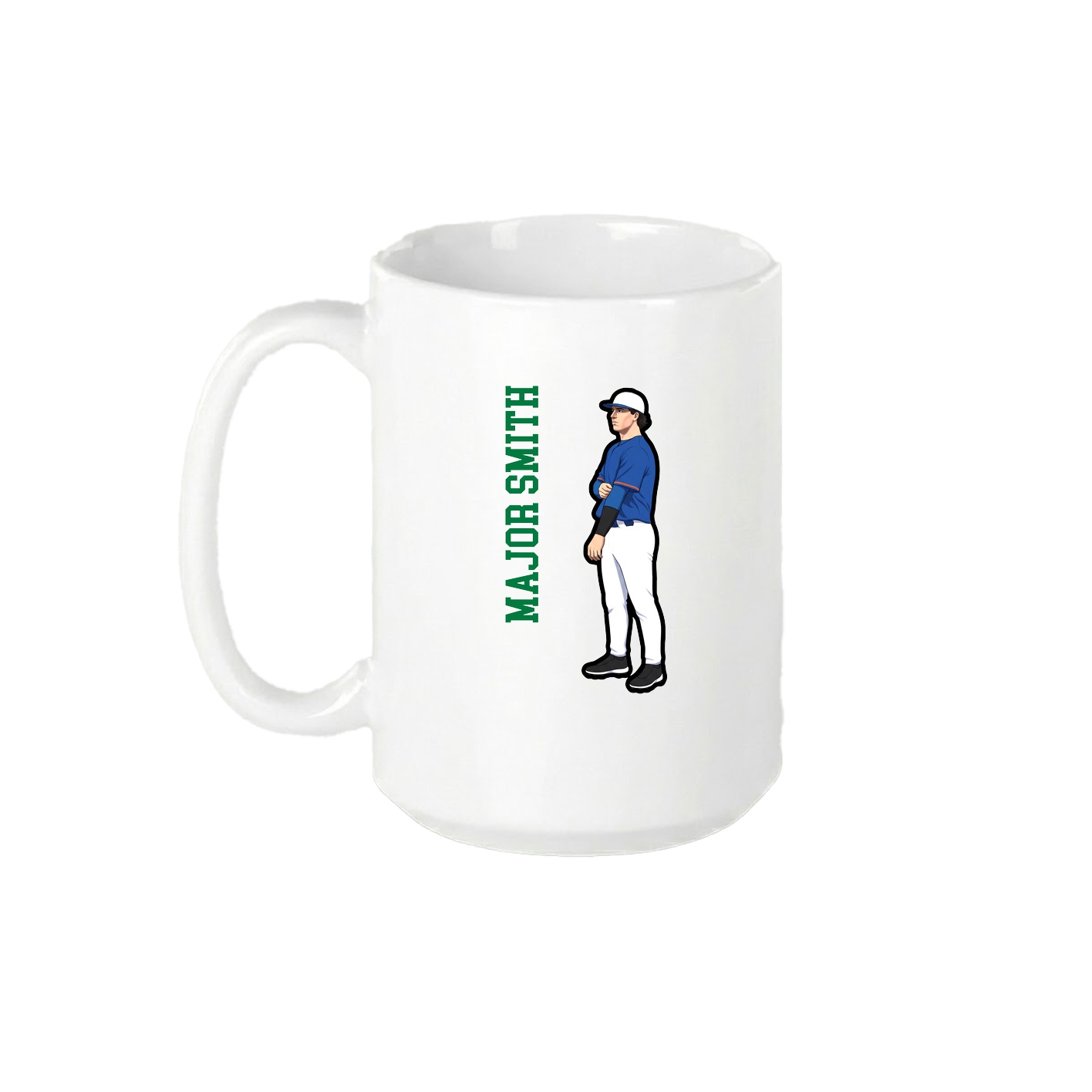 15oz Coffee Mug — Name Vertical in White