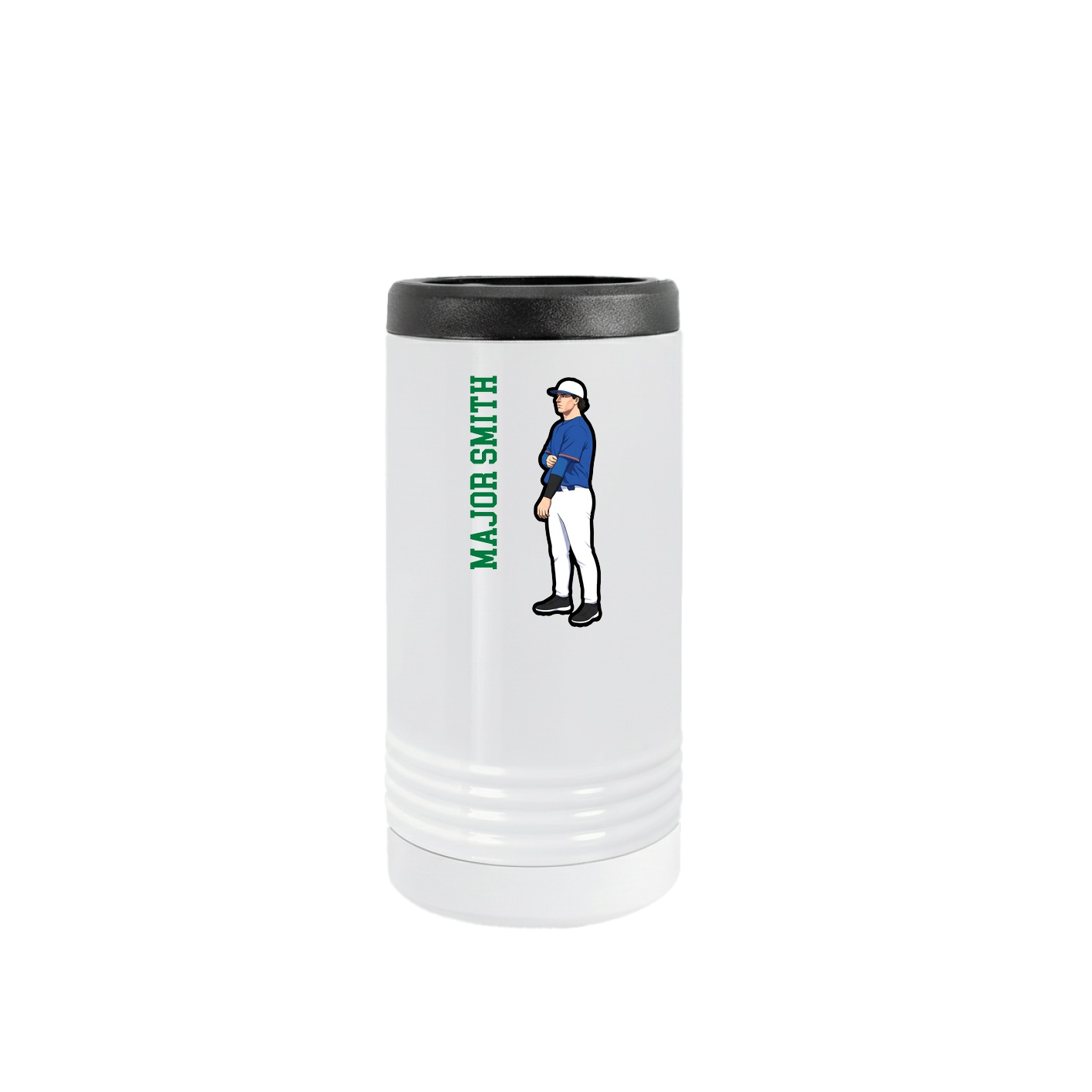 Slim Beverage Holder — Name Vertical in White
