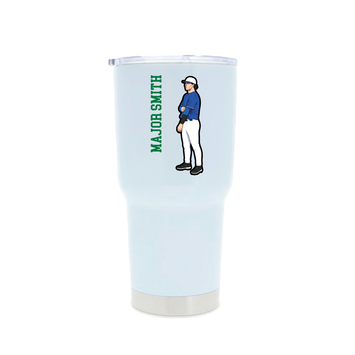 30oz Stainless Steel Tumbler — Name Vertical in White