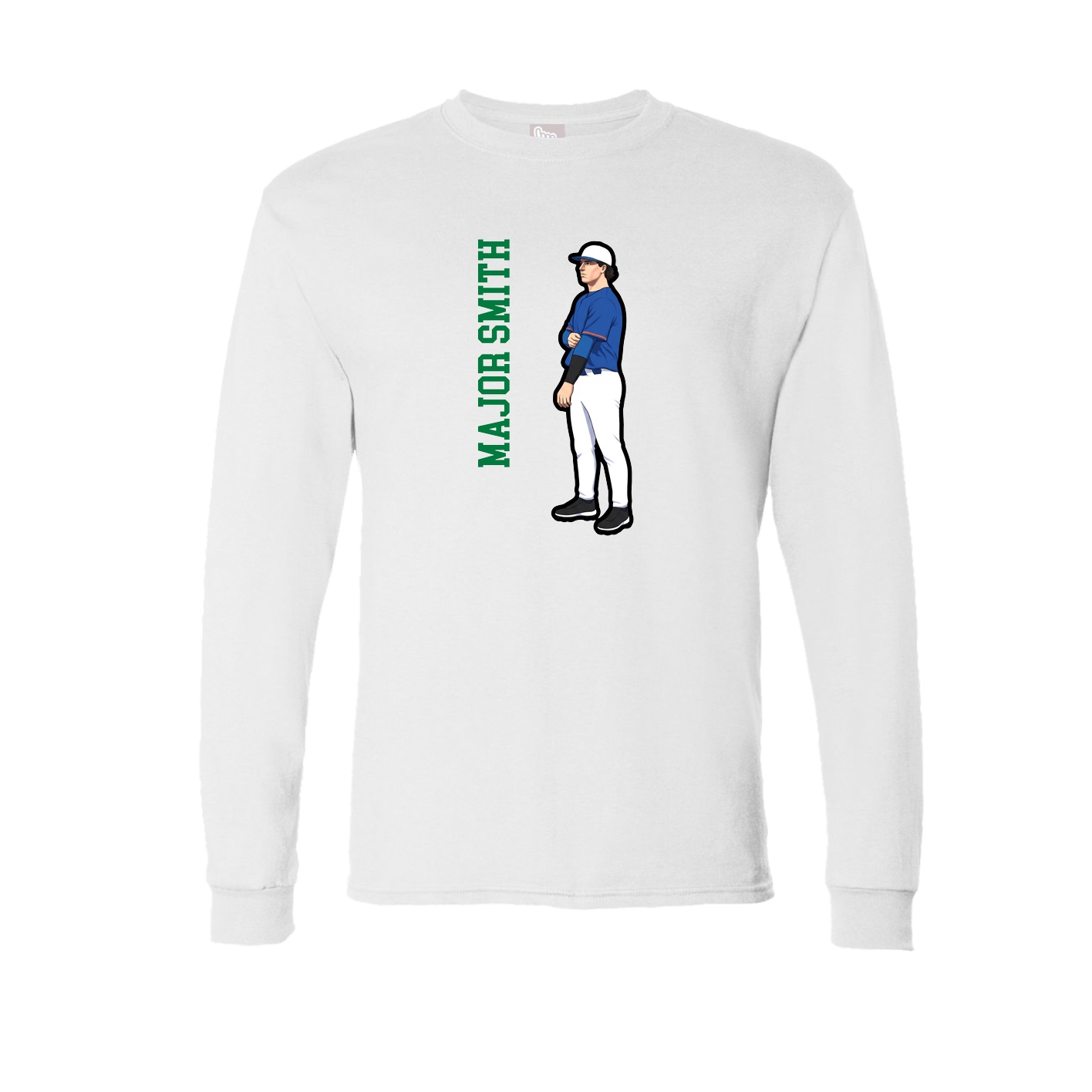 Long Sleeve Tee — Name Vertical in White