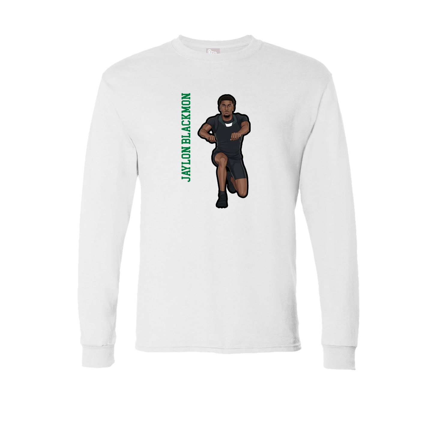 Long Sleeve Tee — Name Vertical in White
