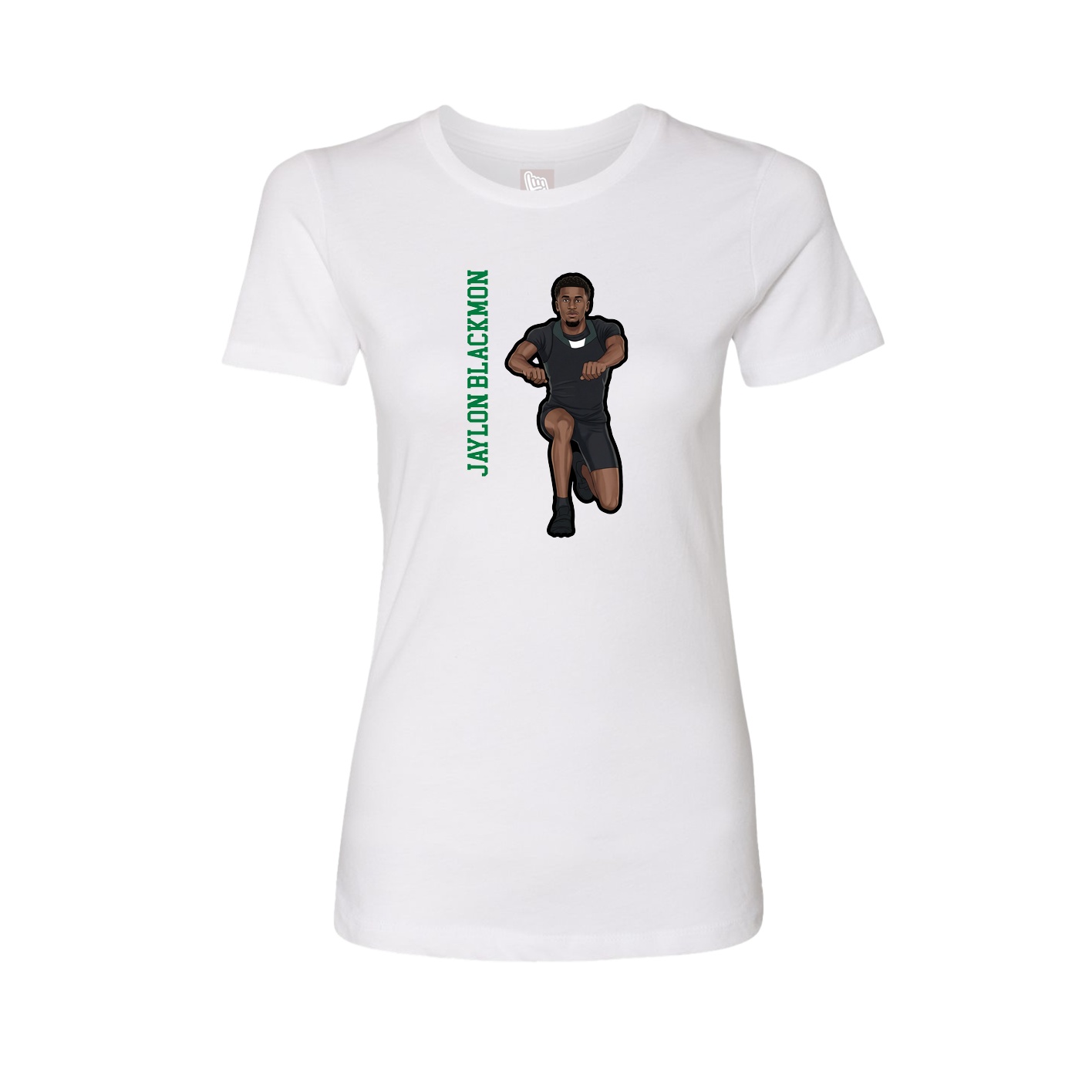 Fitted Women's Tee — Name Vertical in White