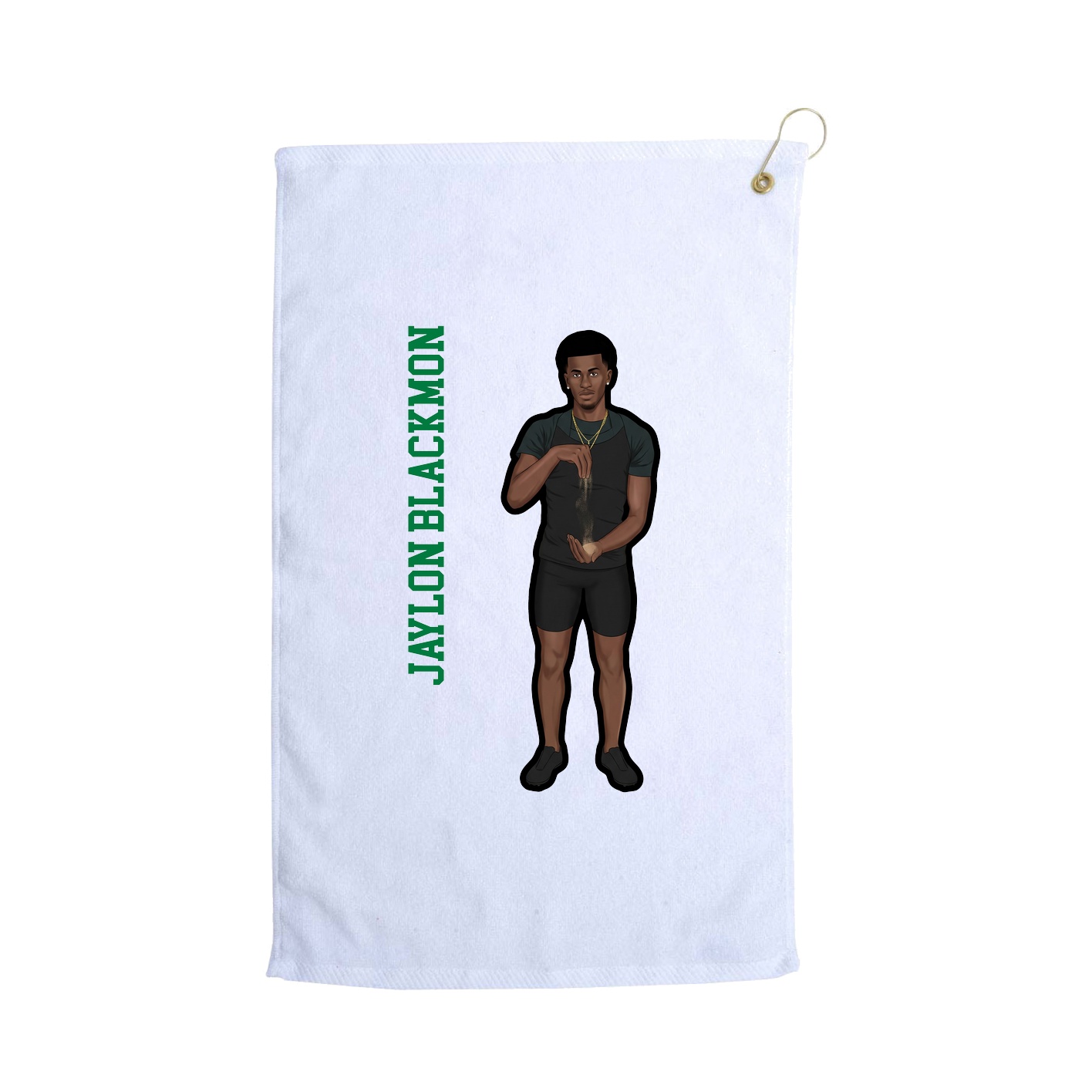 Golf Towel — Name Vertical in White