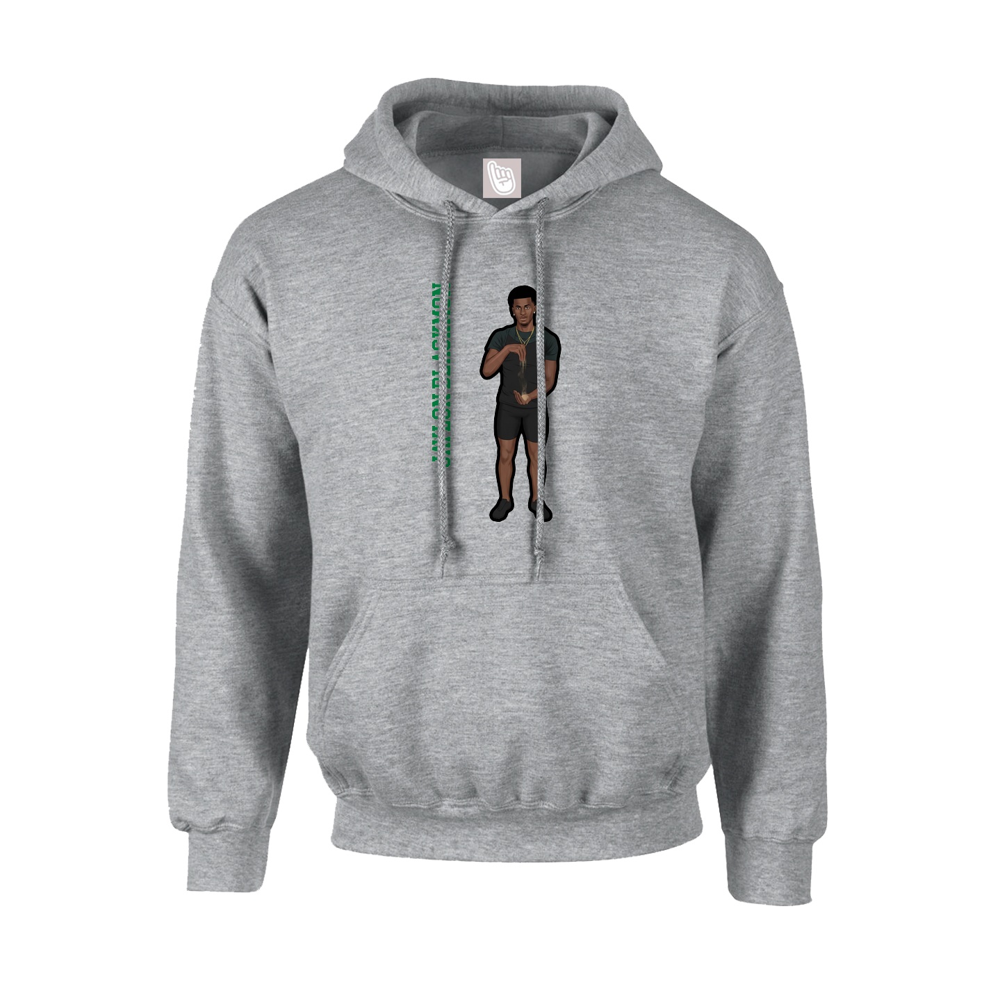 Youth Hoodie — Name Vertical in Grey