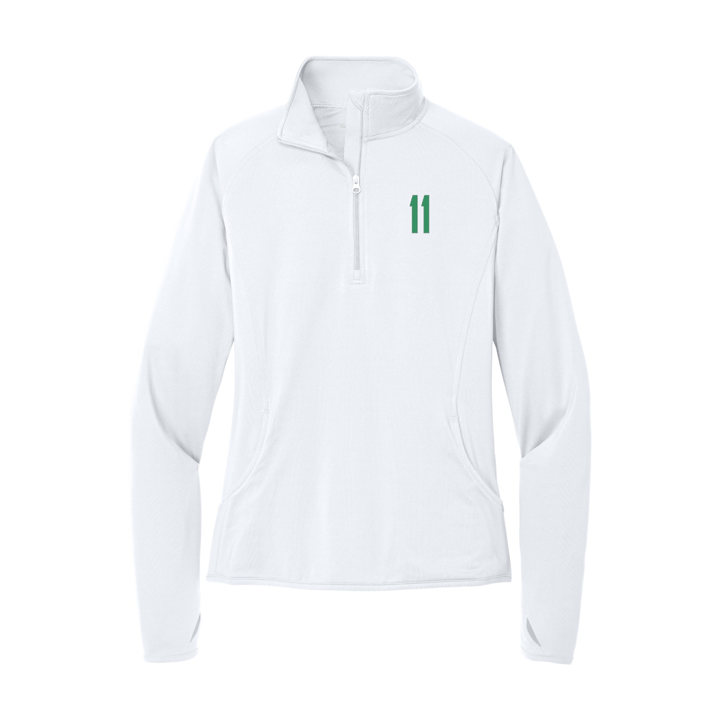 Women's Q-Zip Pullover — Front Shirsy in White
