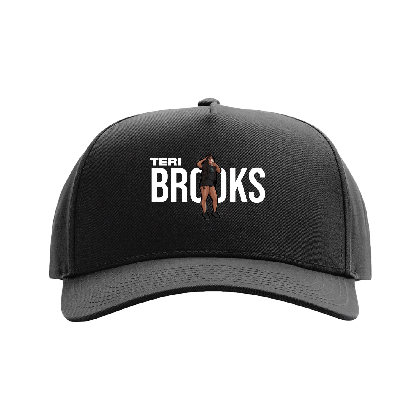Full Fabric Five-Panel Champ Cap — Player Name in Black