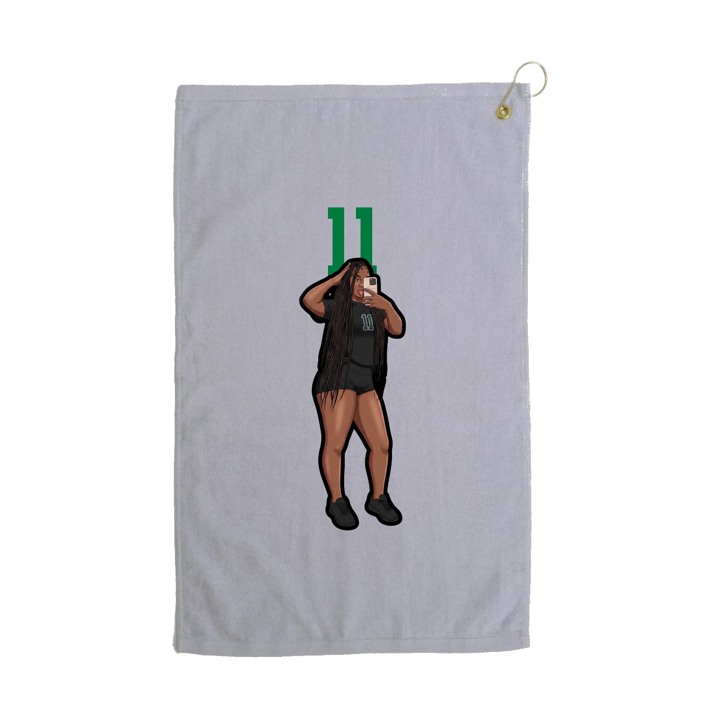 Golf Towel — Number Top in Grey