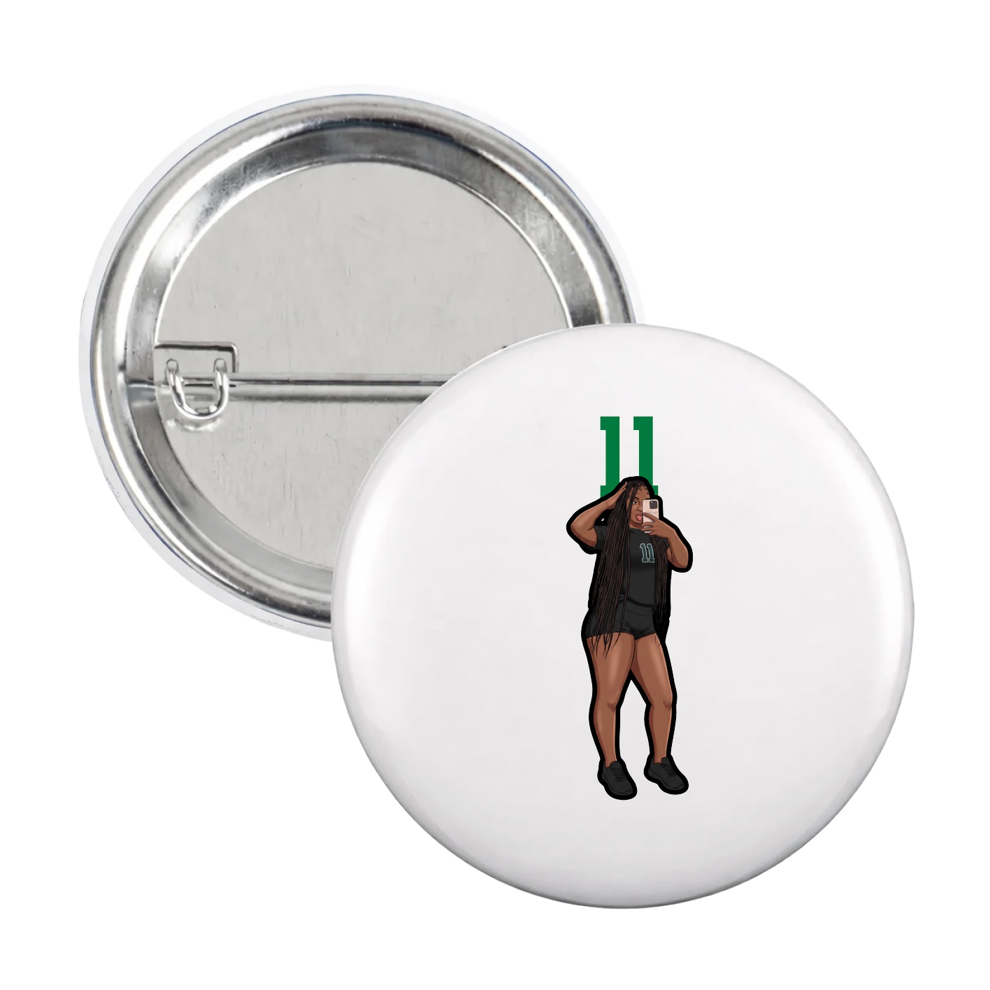 Game Day Button — Number Top in White