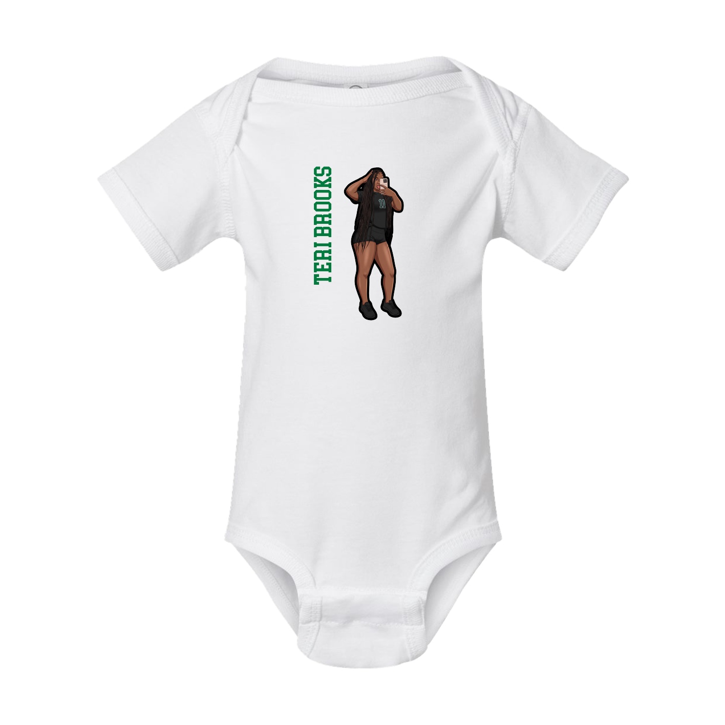 Baby Onesie — Name Vertical in White