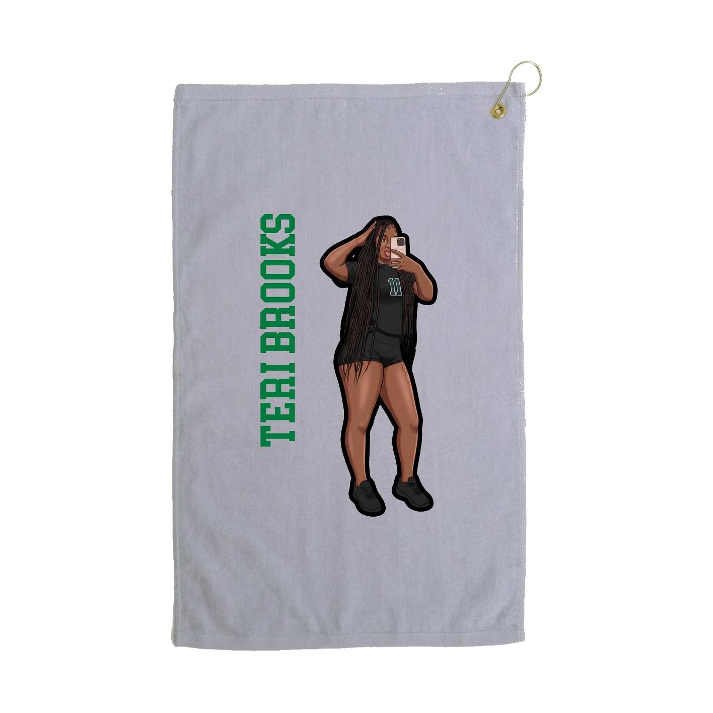 Golf Towel — Name Vertical in Grey