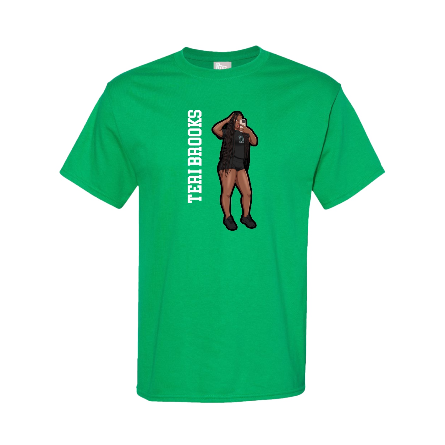 Tee — Name Vertical in Green