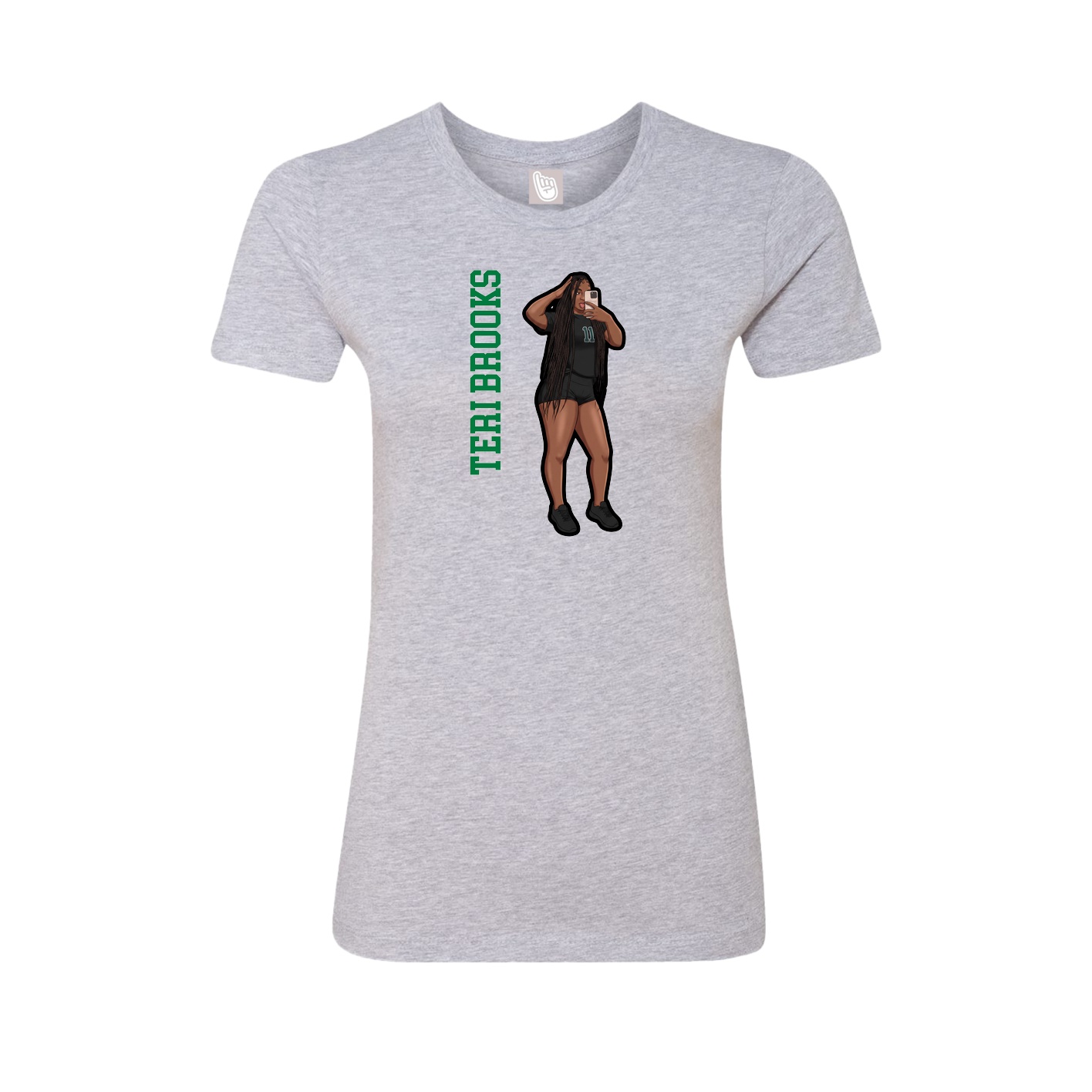 Fitted Women's Tee — Name Vertical in Grey