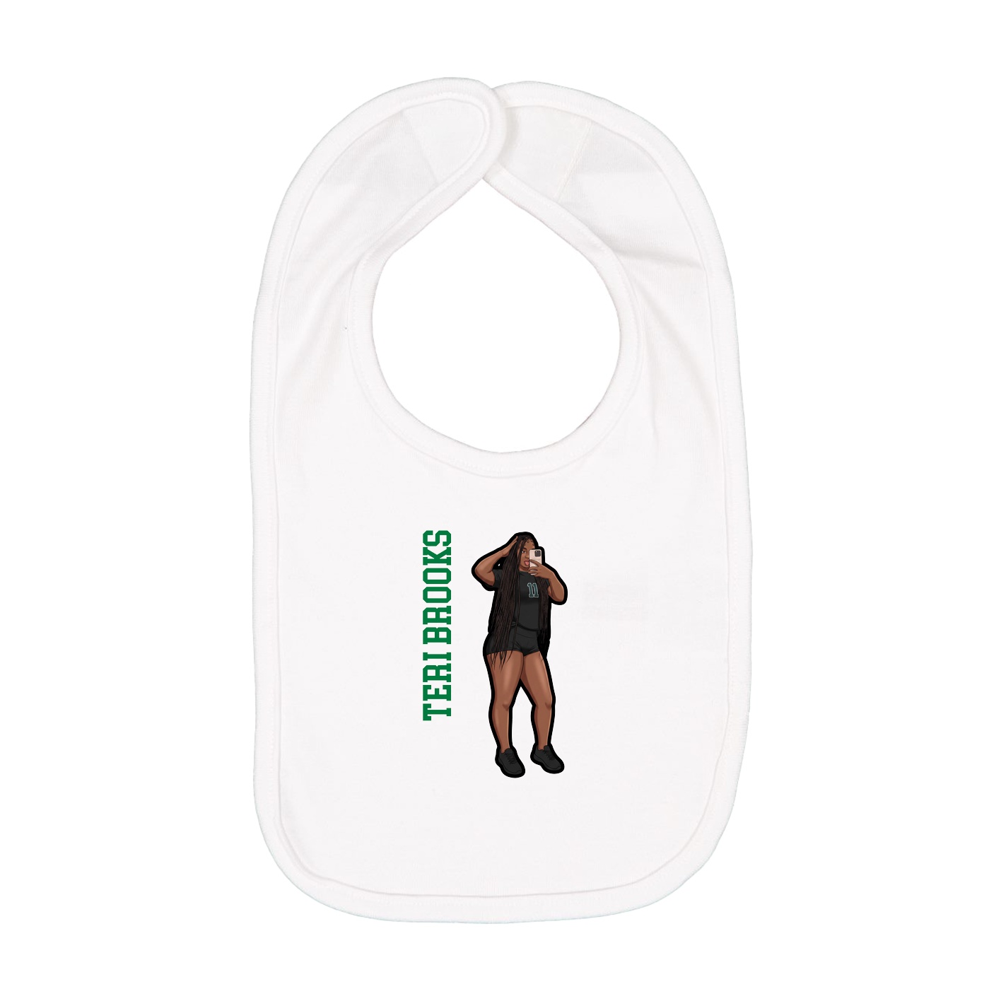 Infant Bib — Name Vertical in White