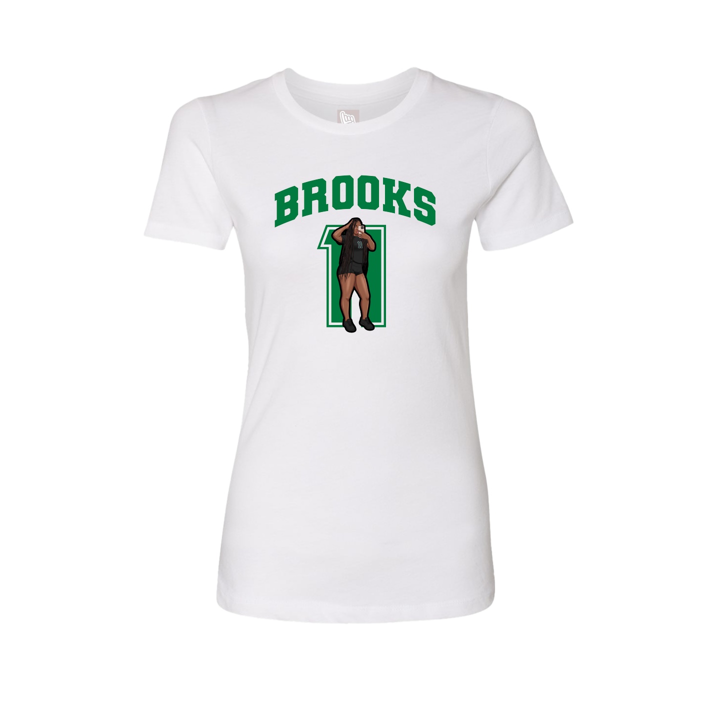 Fitted Women's Tee — Number in White