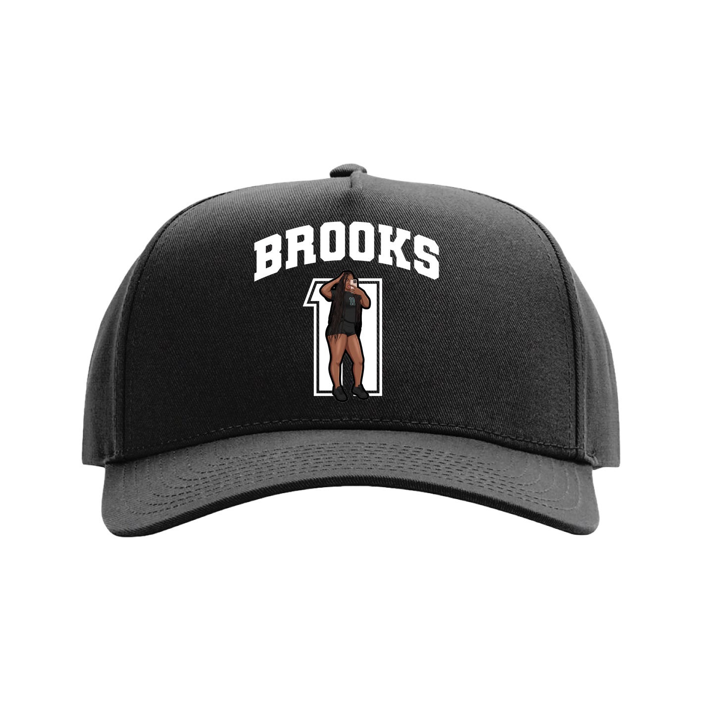 Full Fabric Five-Panel Champ Cap — Number in Black
