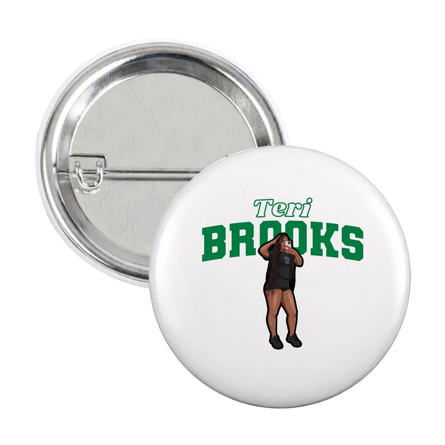 Game Day Button — Name Arch in White