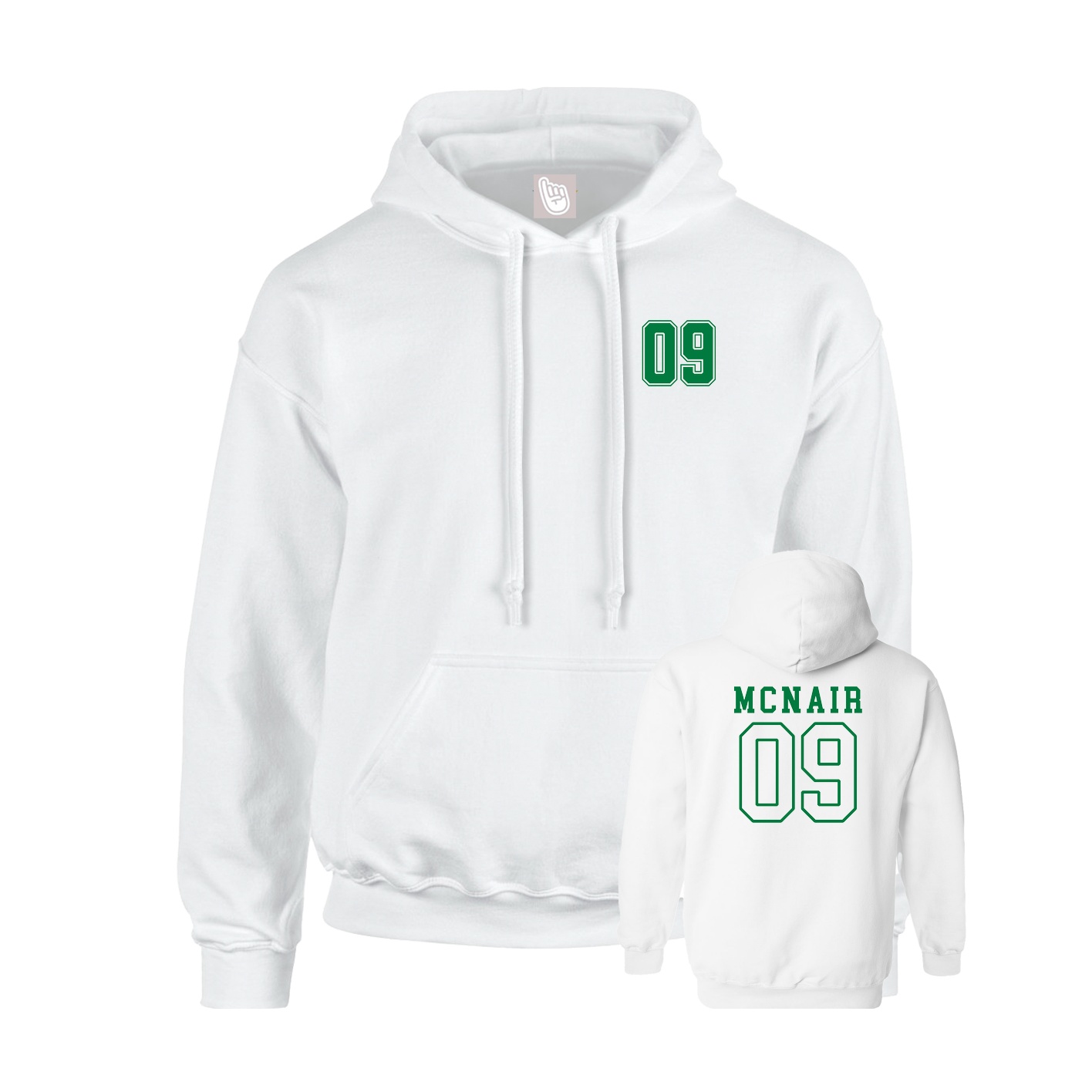 Youth Hoodie — Chest Back in White