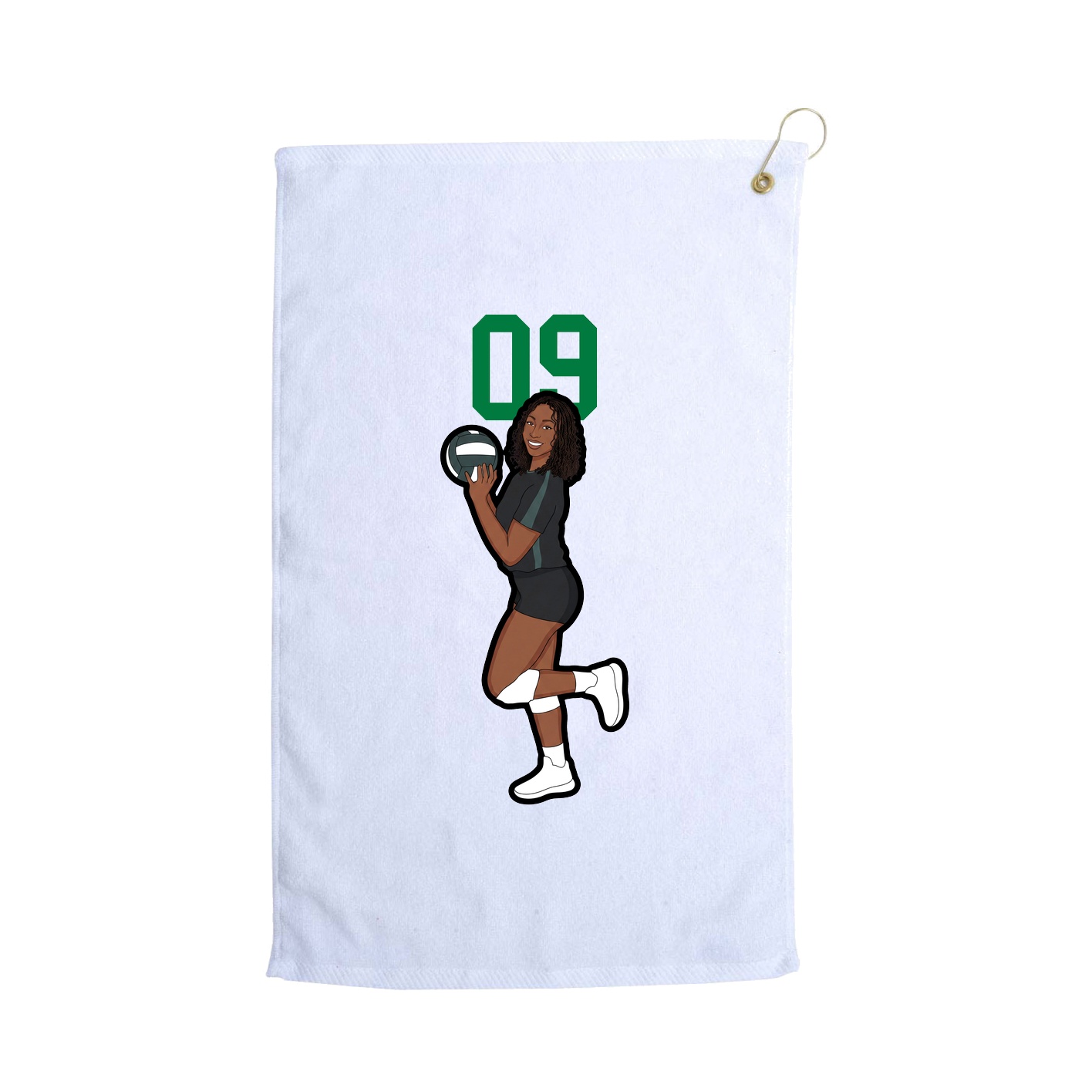 Golf Towel — Number Top in White
