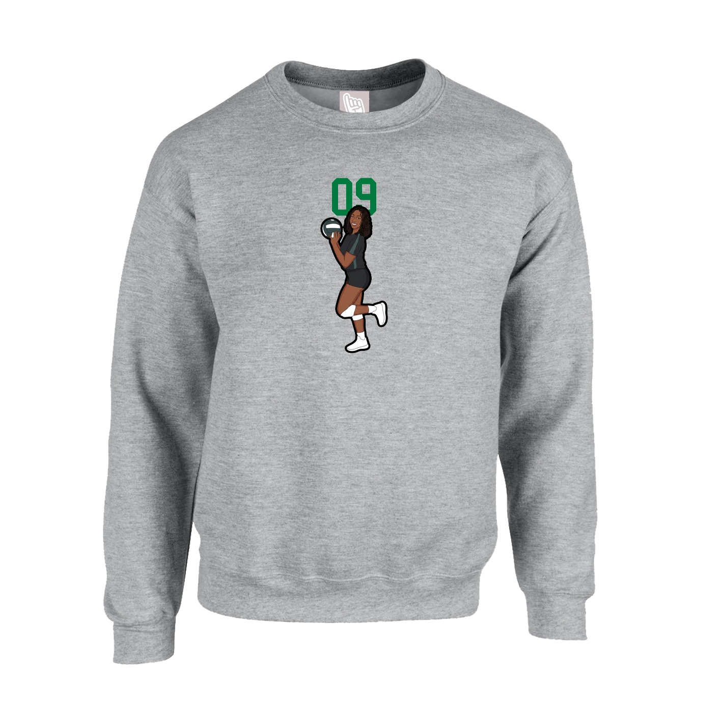 Fleece Crew — Number Top in Grey