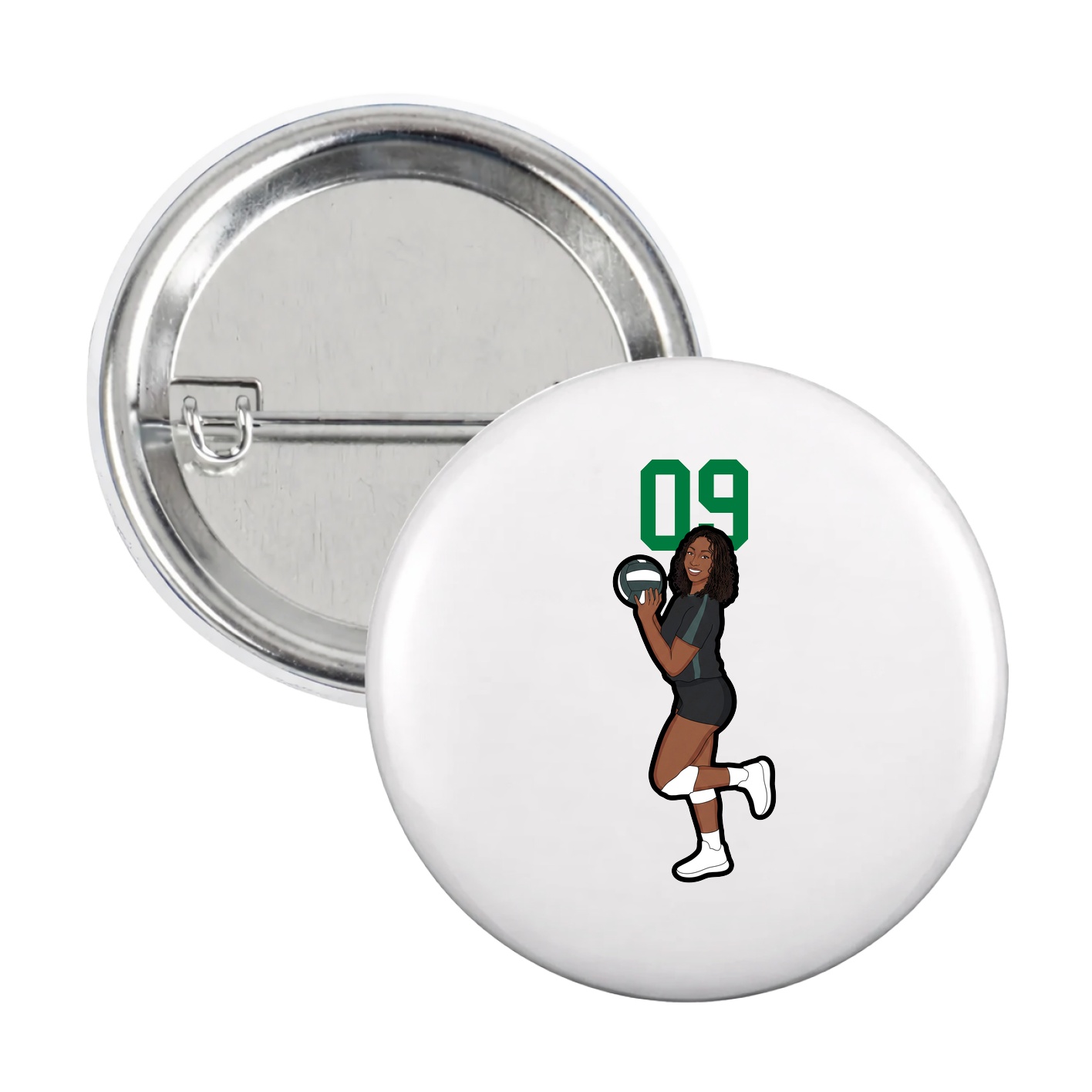 Game Day Button — Number Top in White