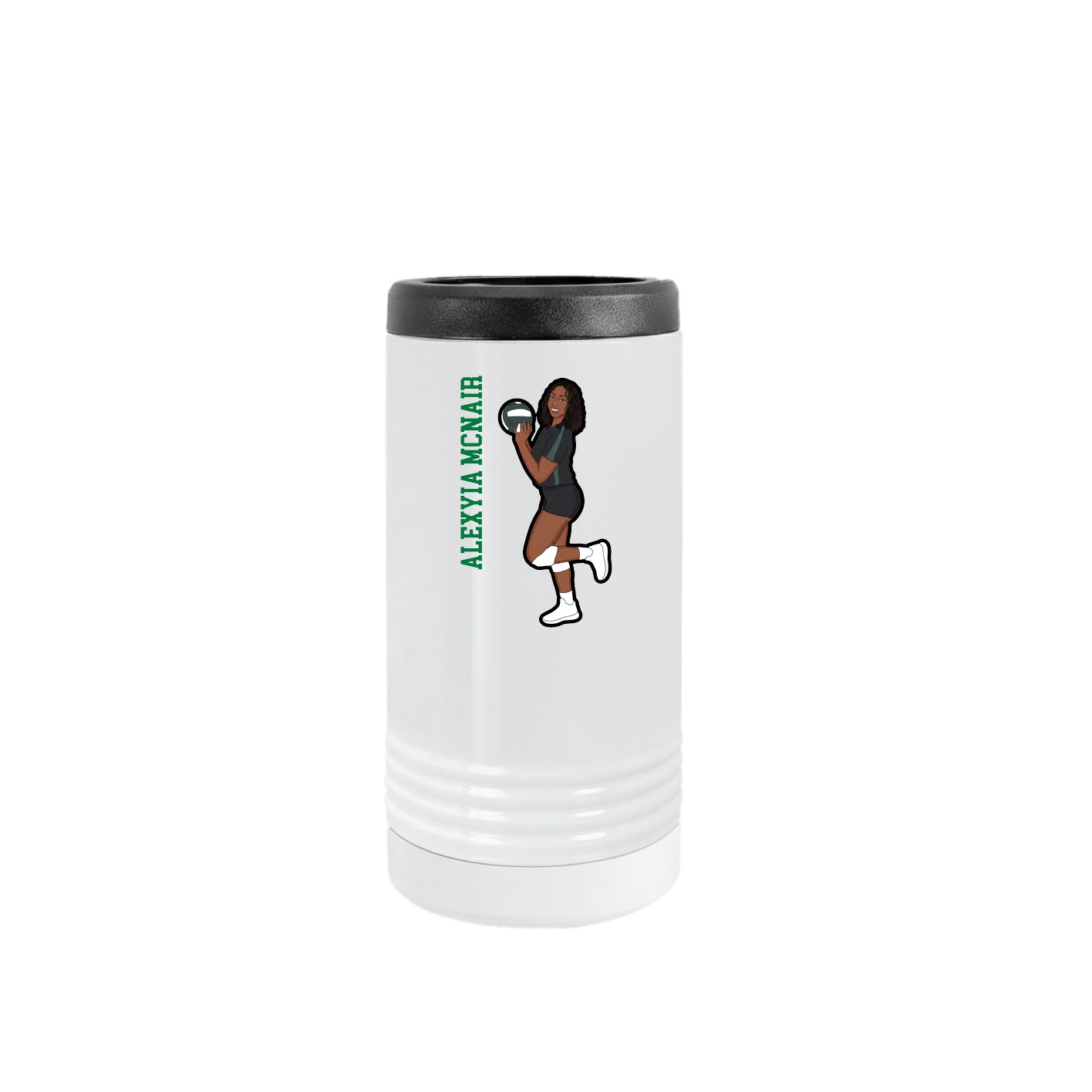 Slim Beverage Holder — Name Vertical in White