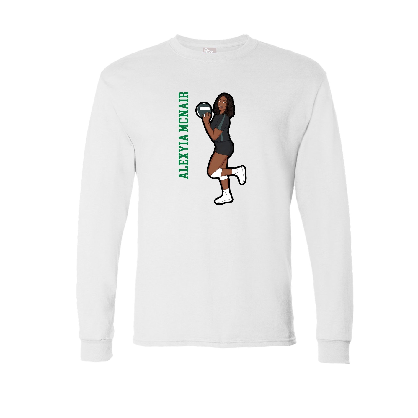 Long Sleeve Tee — Name Vertical in White