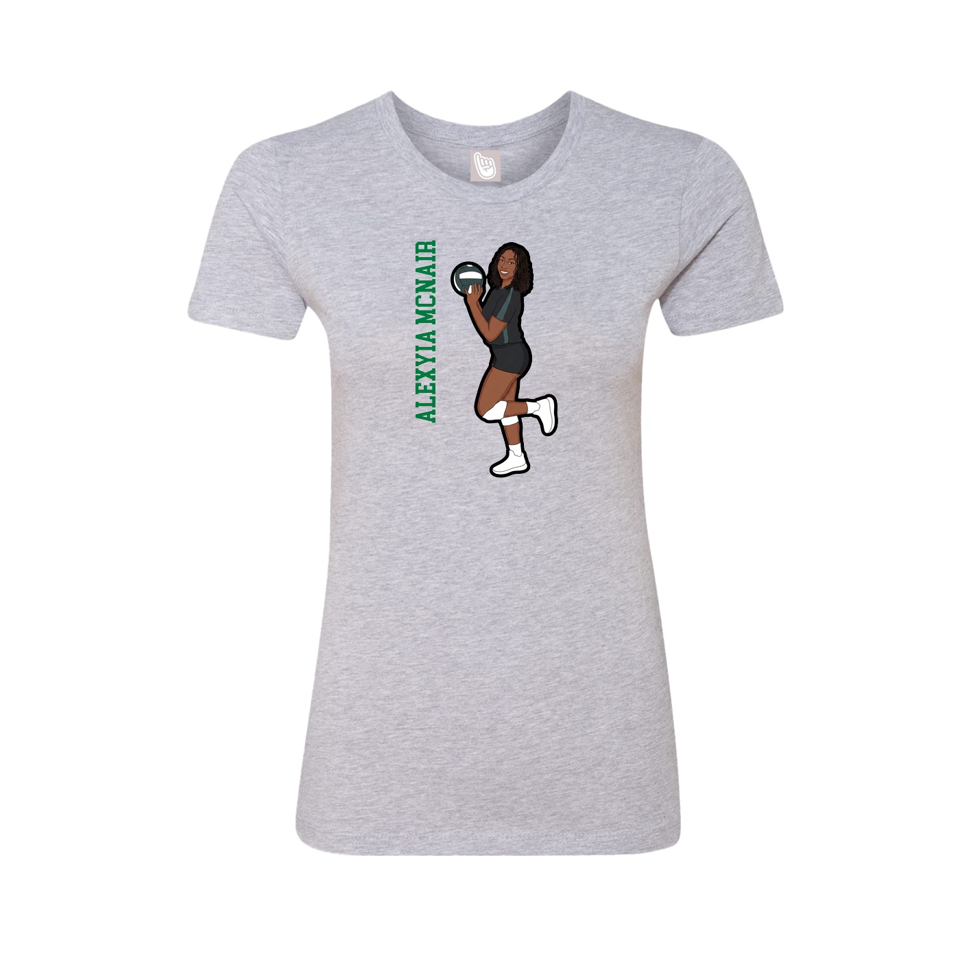 Fitted Women's Tee — Name Vertical in Grey