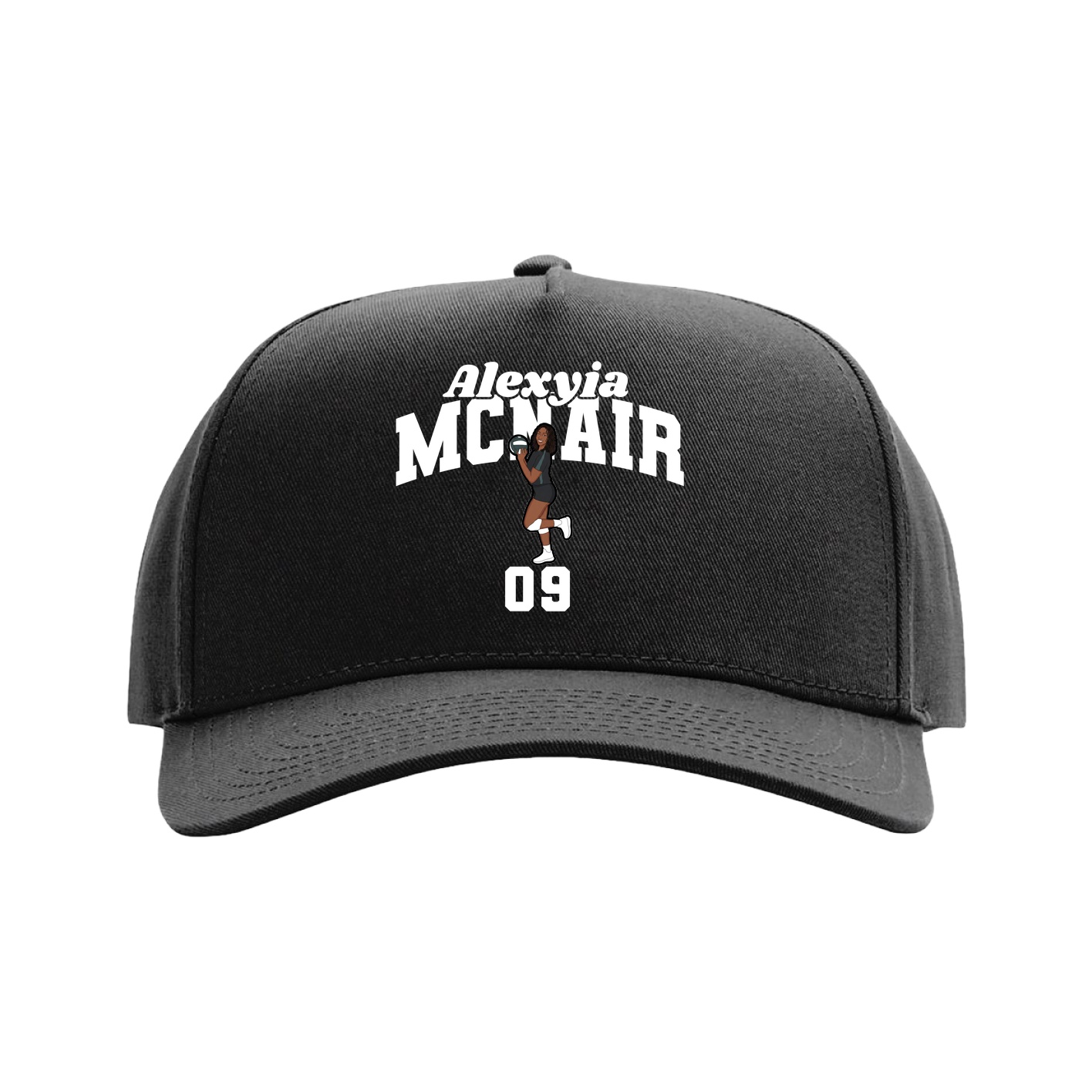 Full Fabric Five-Panel Champ Cap — Signature Arch in Black