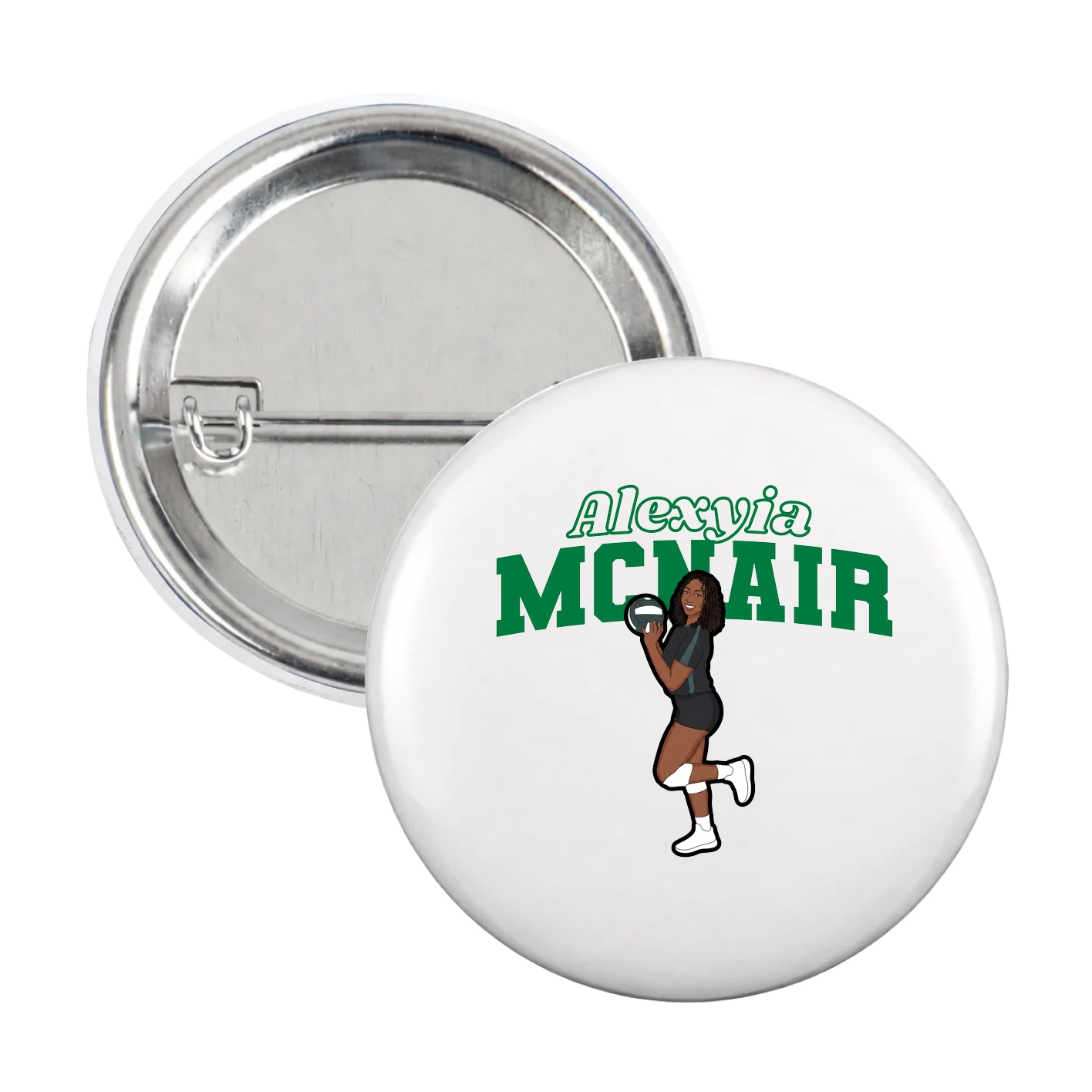 Game Day Button — Name Arch in White