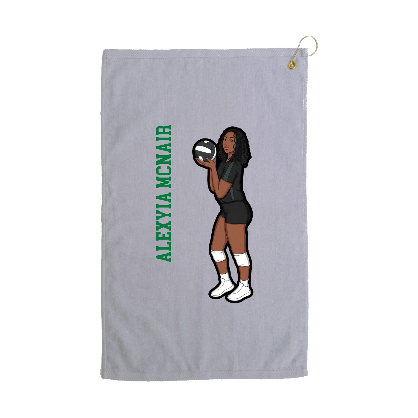 Golf Towel — Name Vertical in Grey