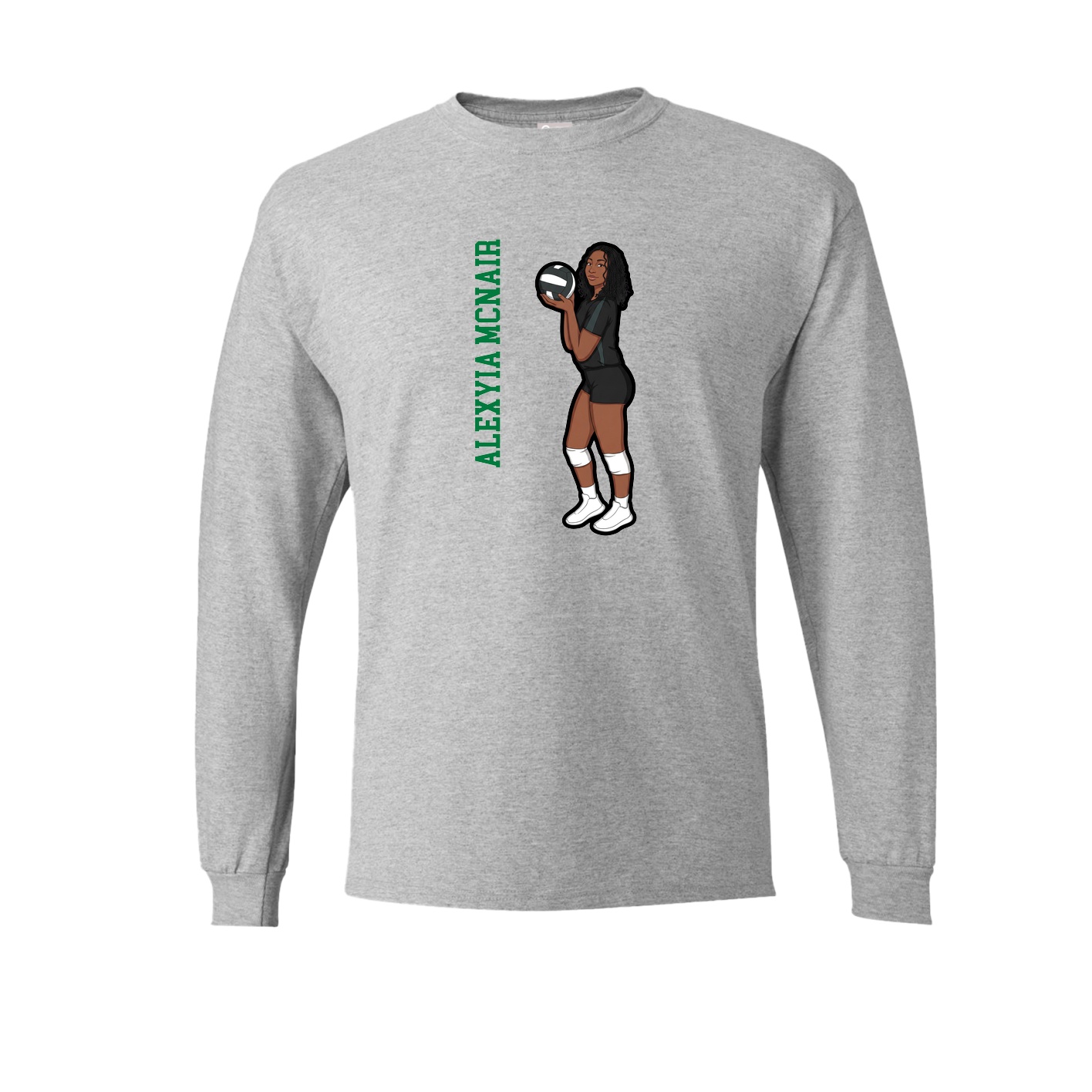 Long Sleeve Tee — Name Vertical in Grey