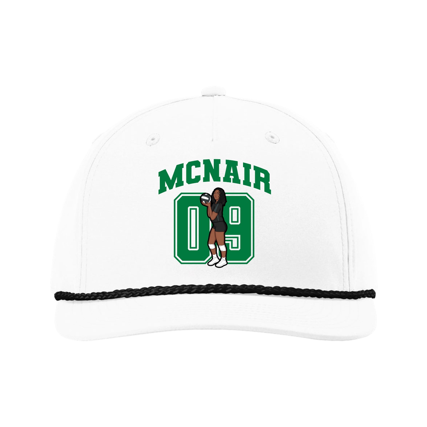 Five-Panel Classic Rope Cap — Number in White