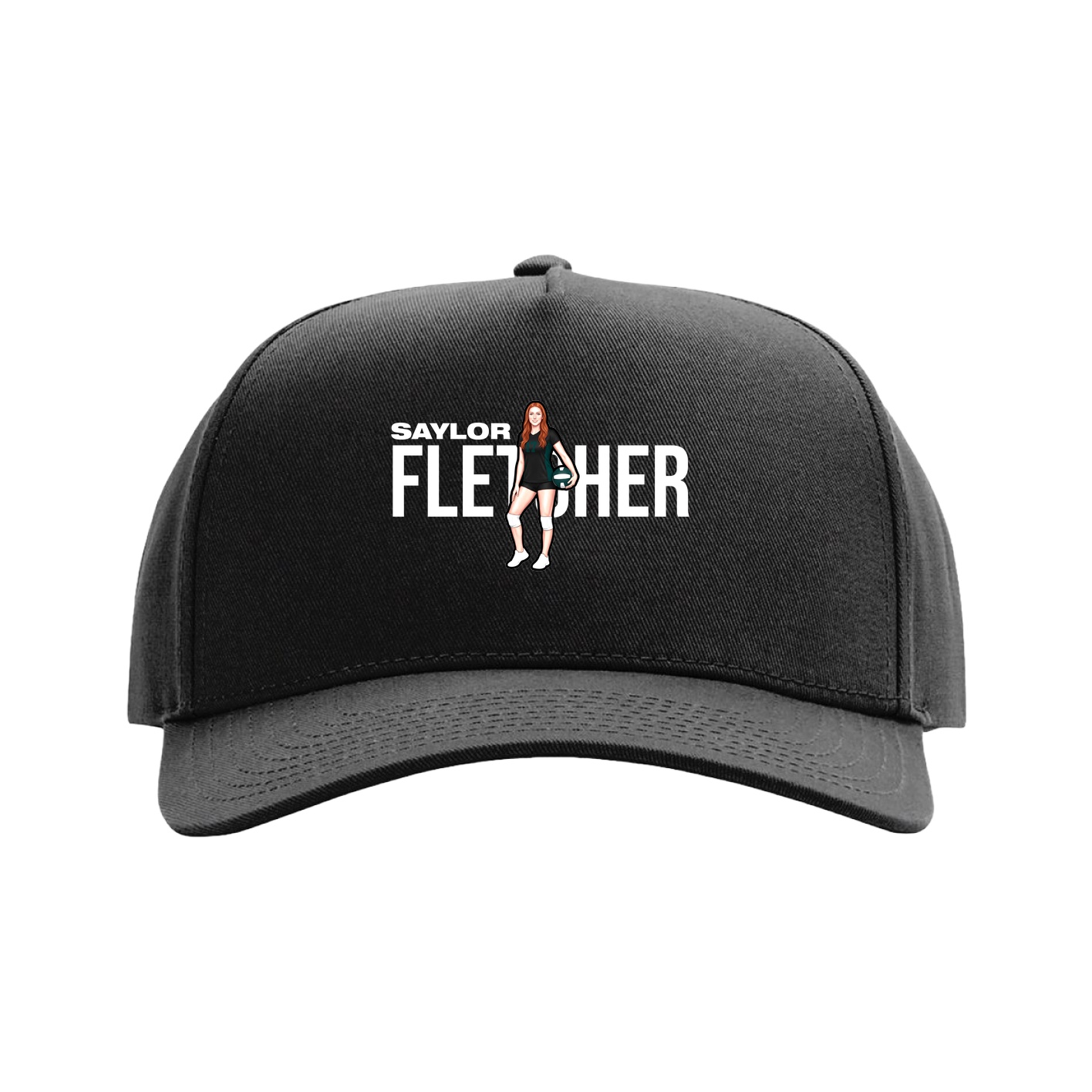 Full Fabric Five-Panel Champ Cap — Player Name in Black
