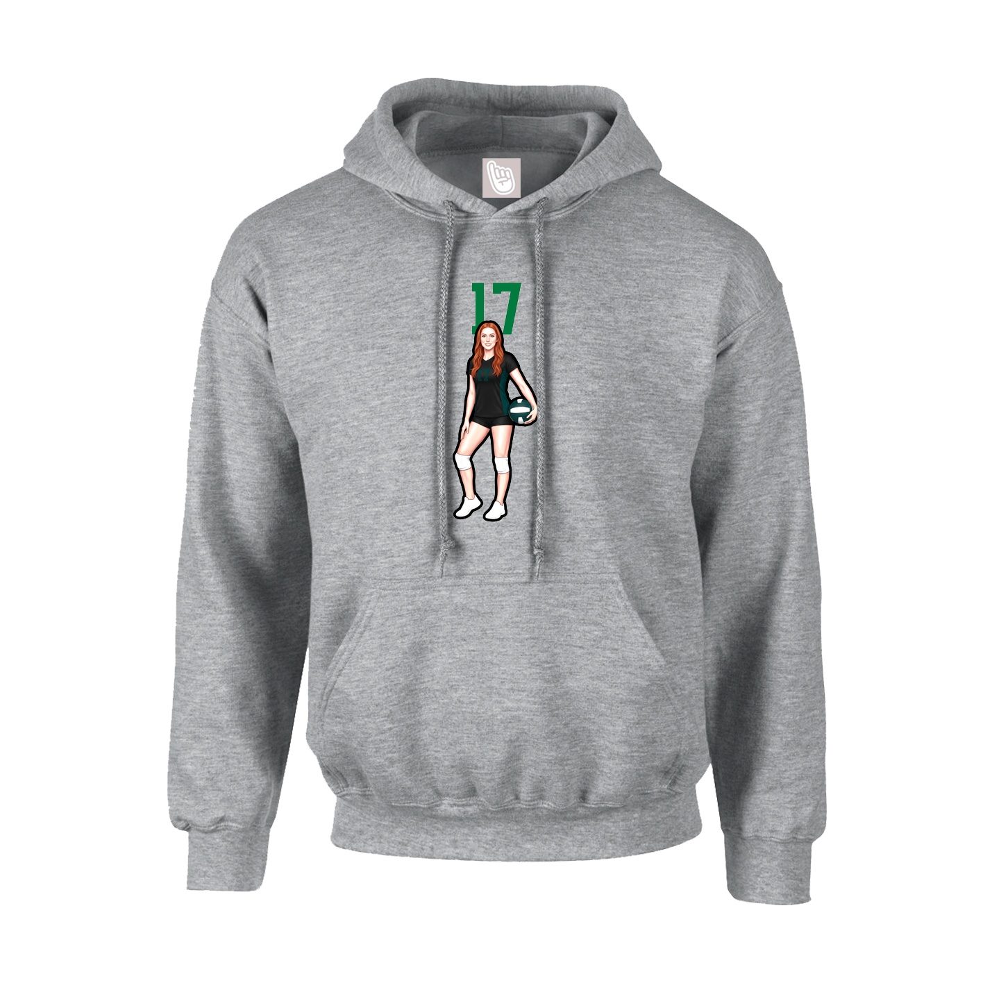 Youth Hoodie — Number Top in Grey