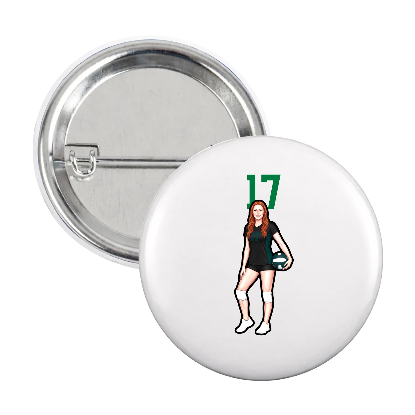 Game Day Button — Number Top in White