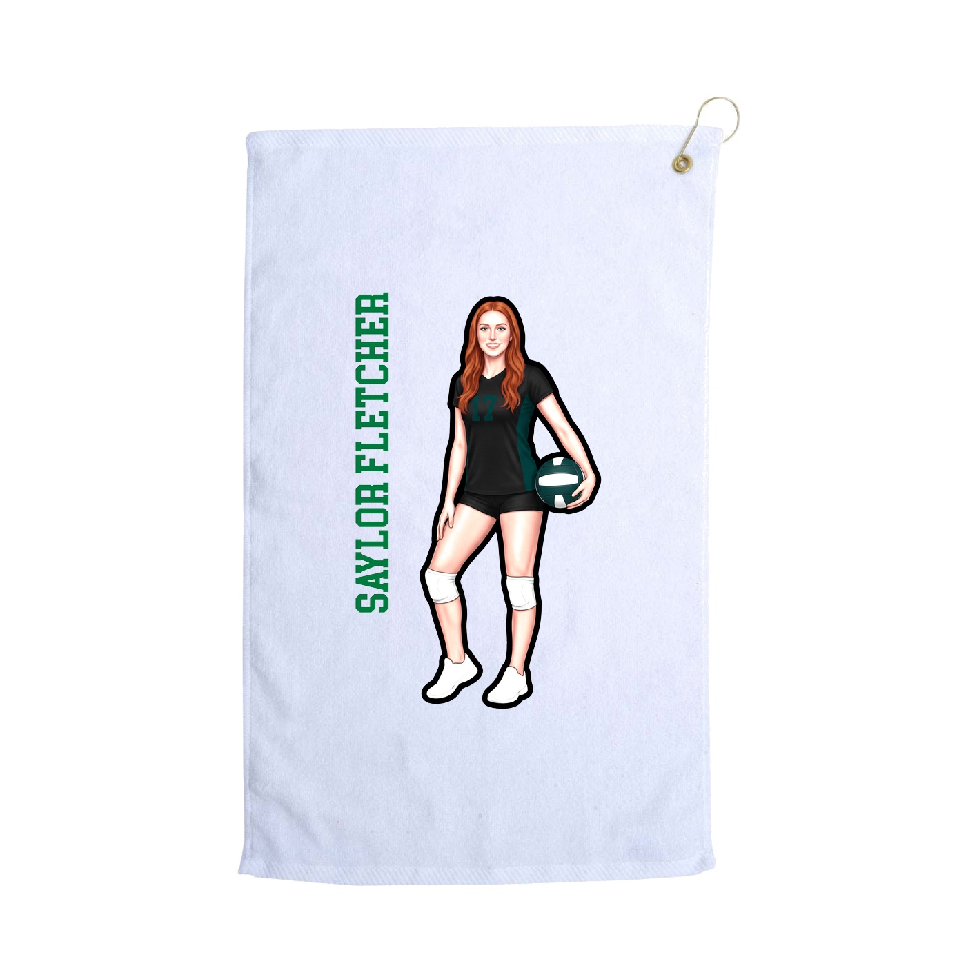 Golf Towel — Name Vertical in White