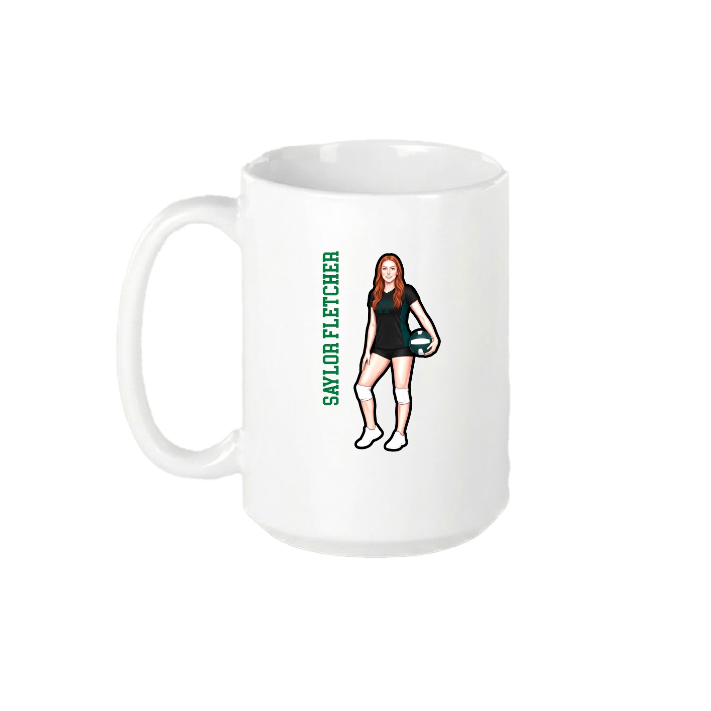 15oz Coffee Mug — Name Vertical in White