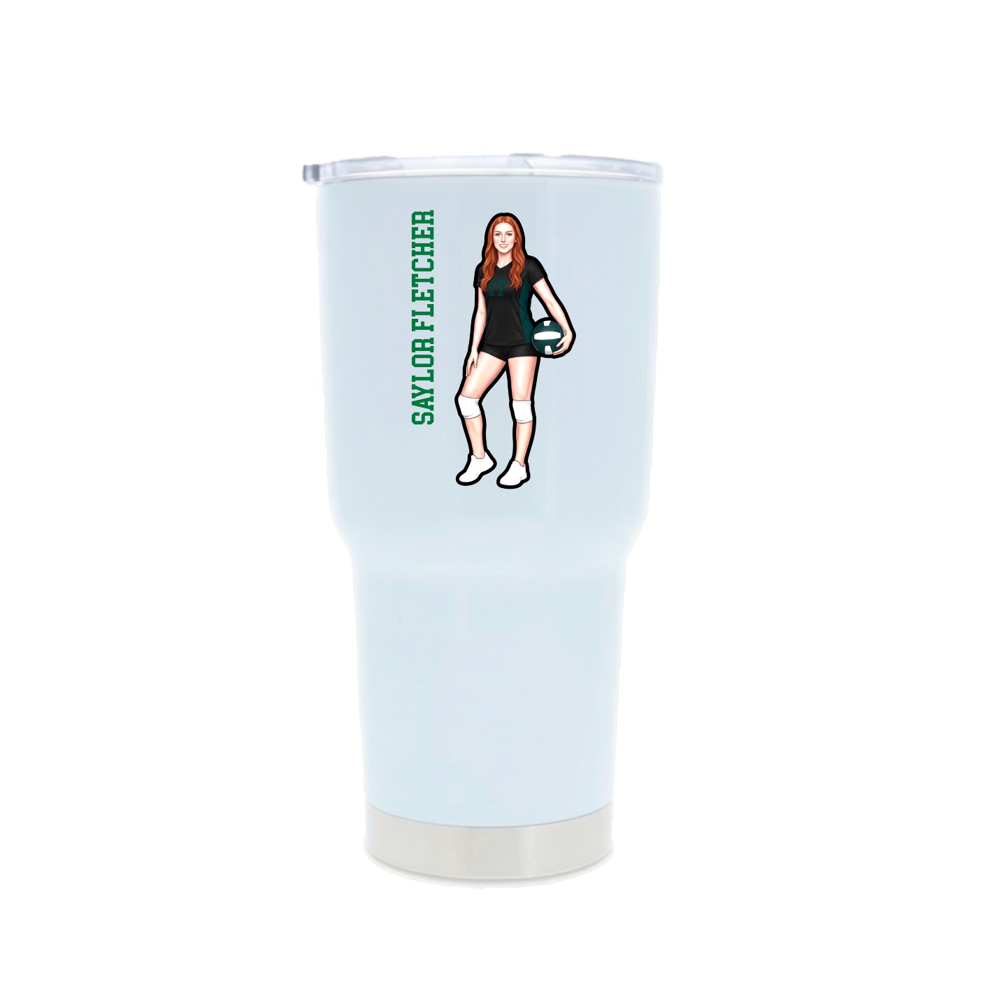 30oz Stainless Steel Tumbler — Name Vertical in White