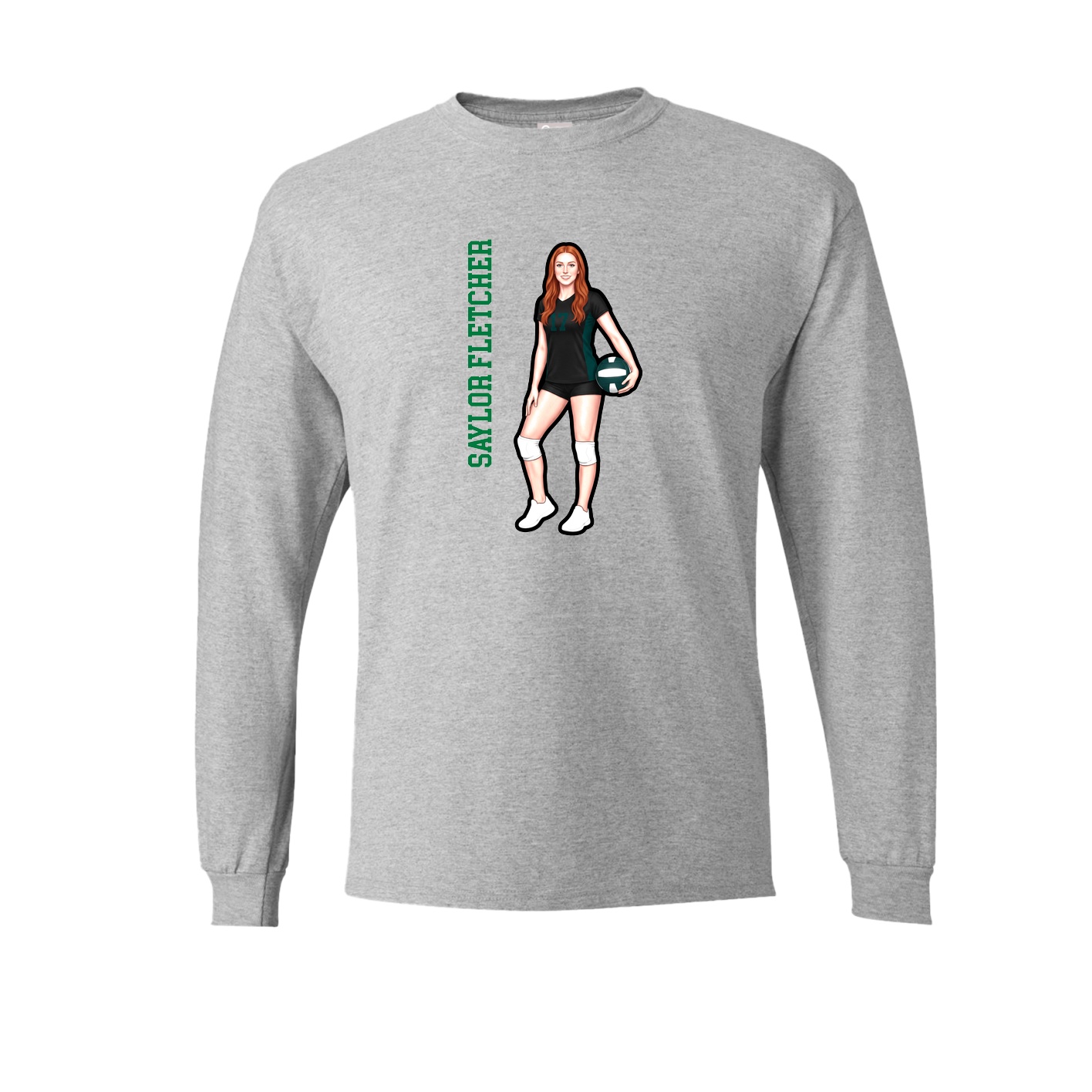Long Sleeve Tee — Name Vertical in Grey