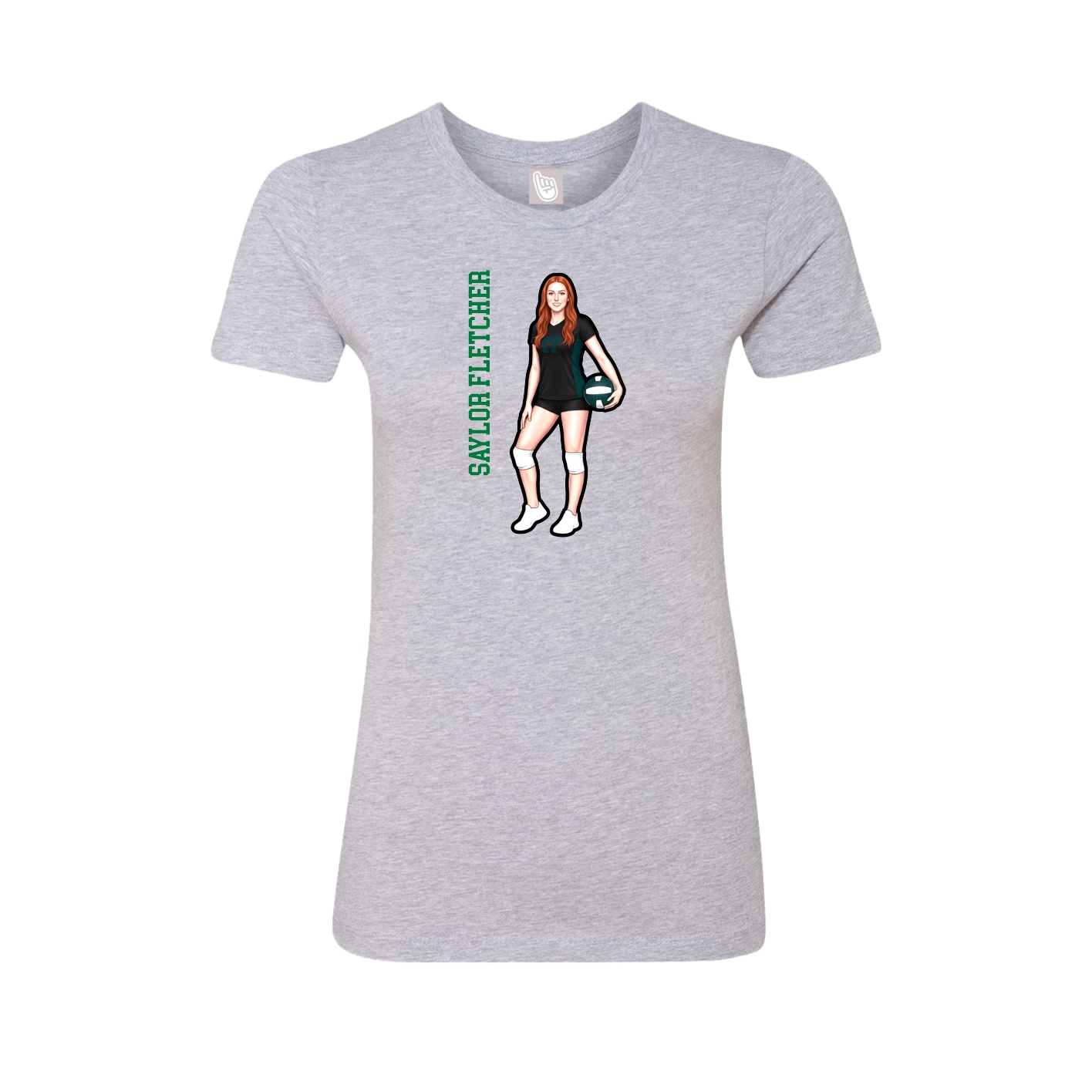 Fitted Women's Tee — Name Vertical in Grey