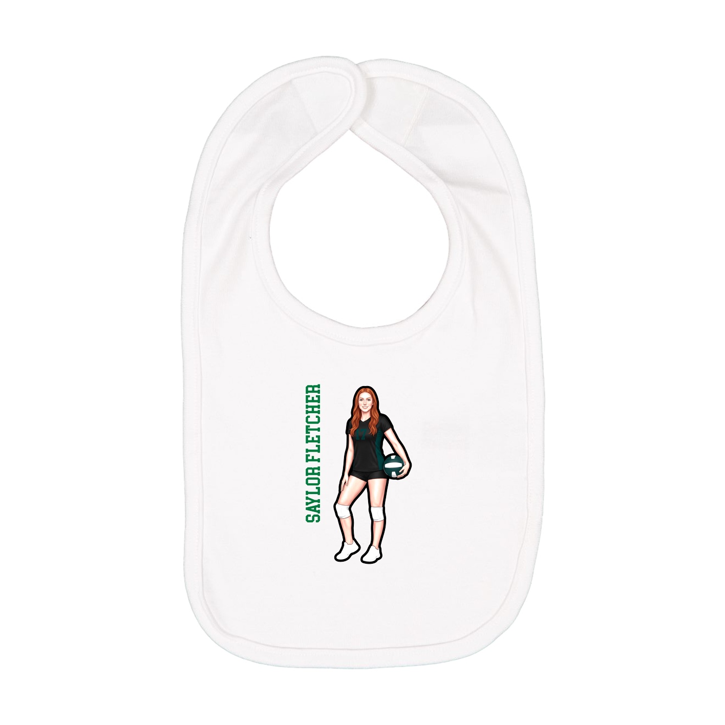 Infant Bib — Name Vertical in White