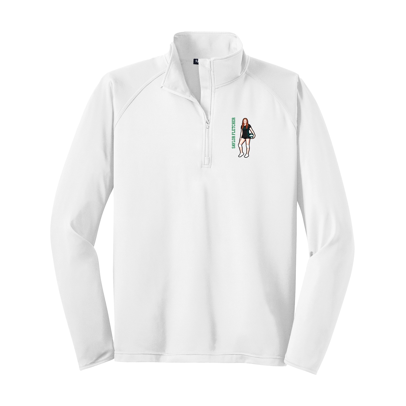 Q-Zip Pullover — Name Vertical in White